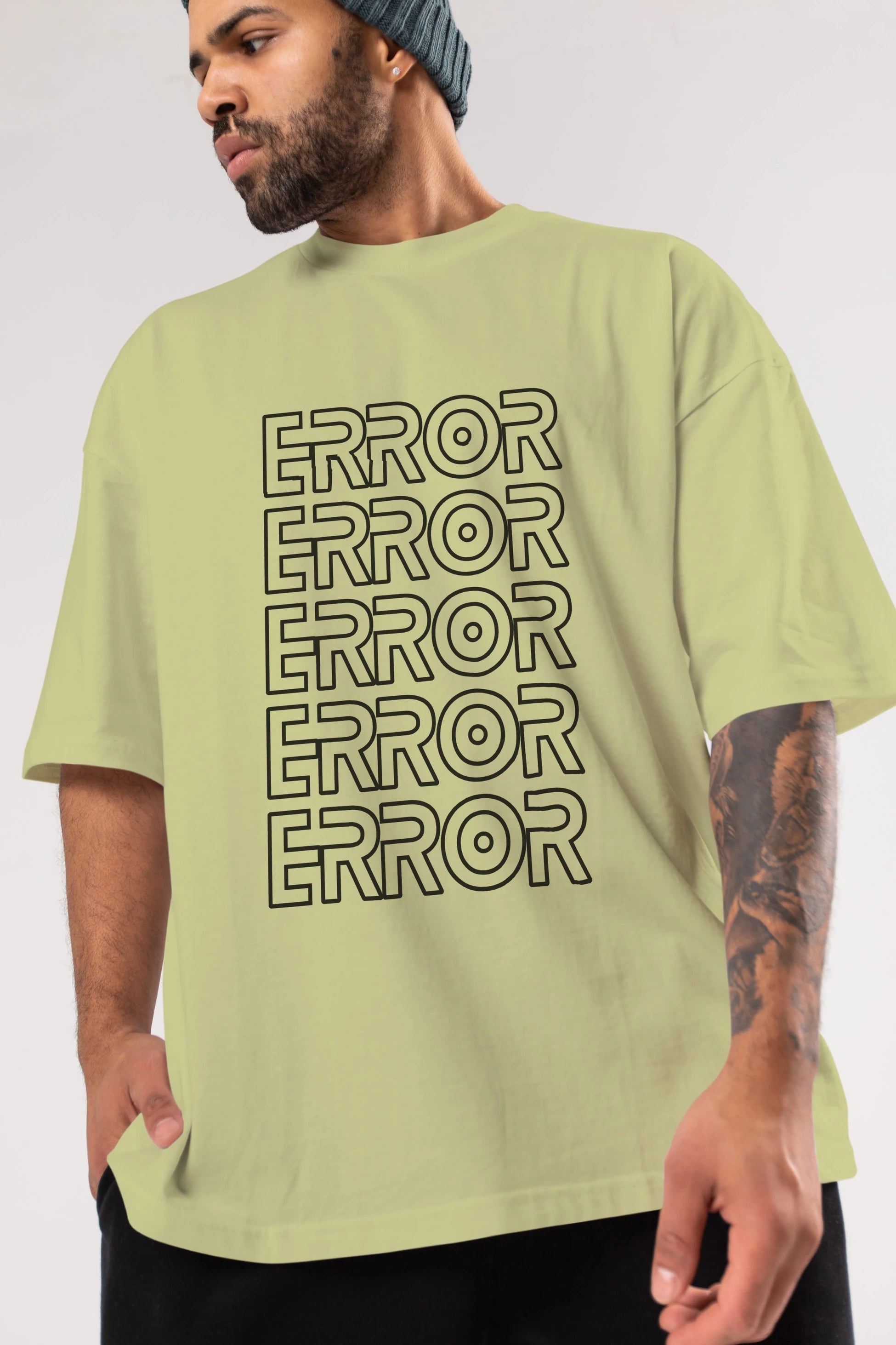 Error Yazılı Ön Baskılı Oversize t-shirt Erkek Kadın Unisex