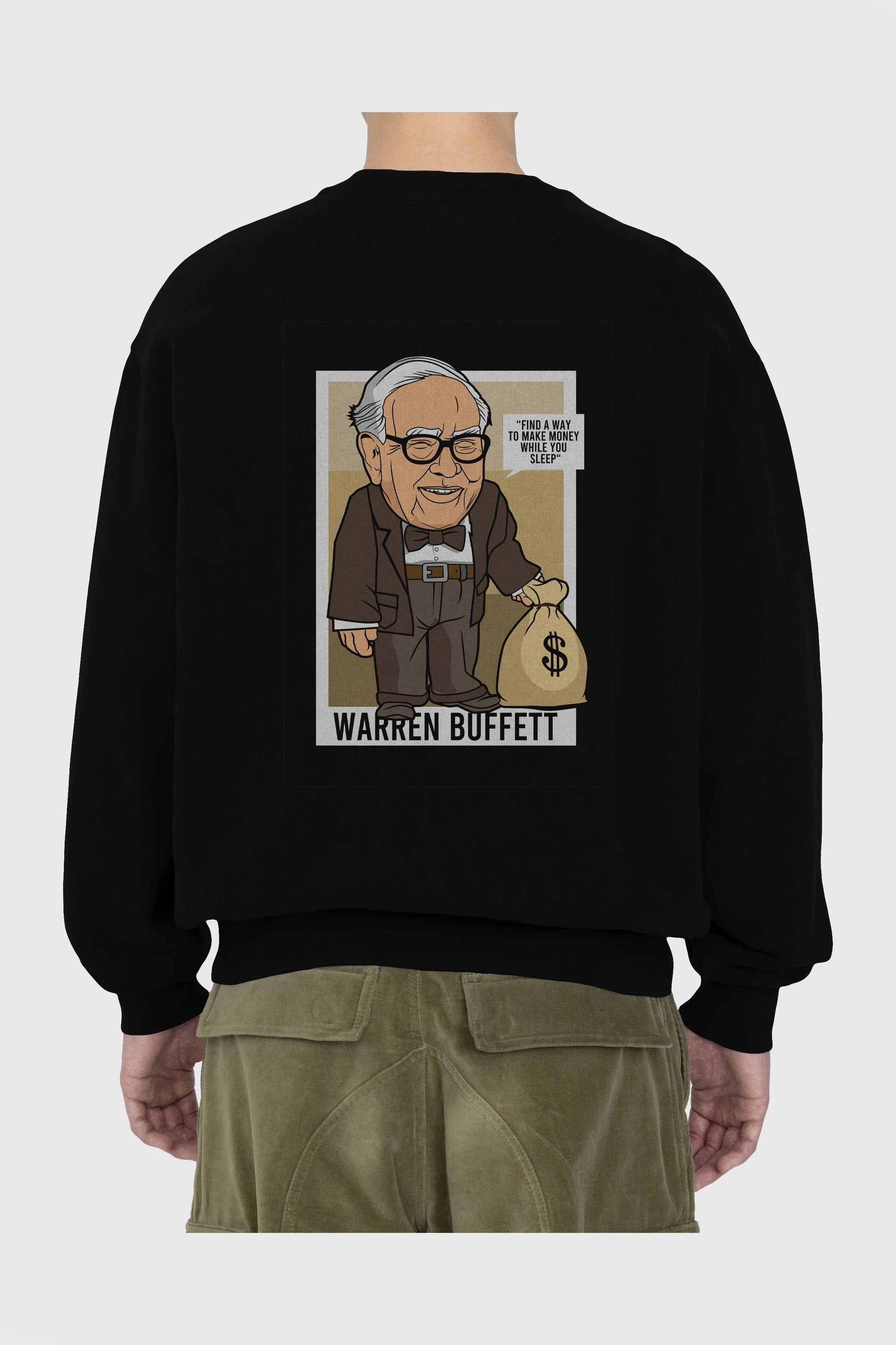 Warren Buffet Up Carl Arka Baskılı Oversize Sweatshirt Erkek Kadın Unisex