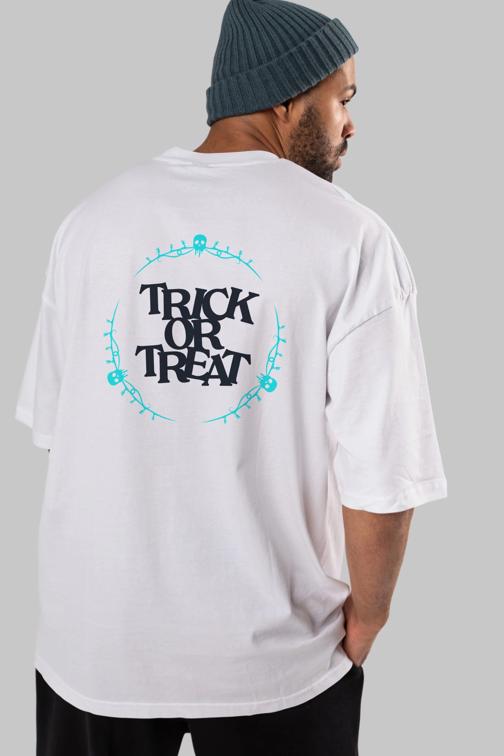 Trick or Treat Yazılı Arka Baskılı Oversize t-shirt Erkek Kadın Unisex