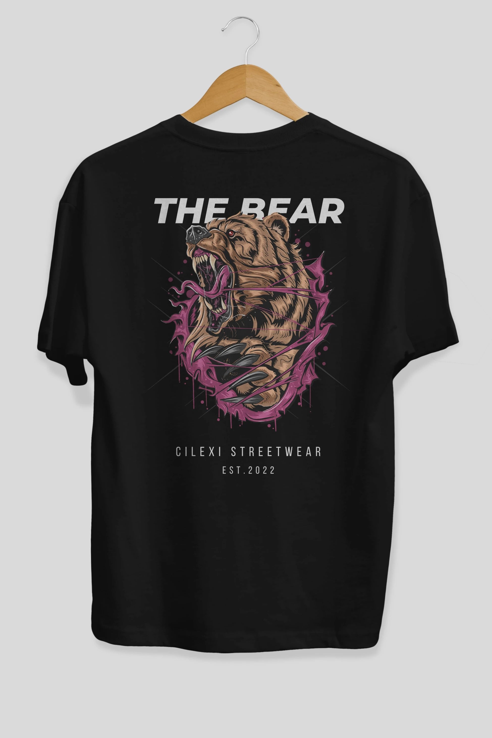 The Bear Arka Baskılı Oversize t-shirt Erkek Kadın Unisex %100 Pamuk