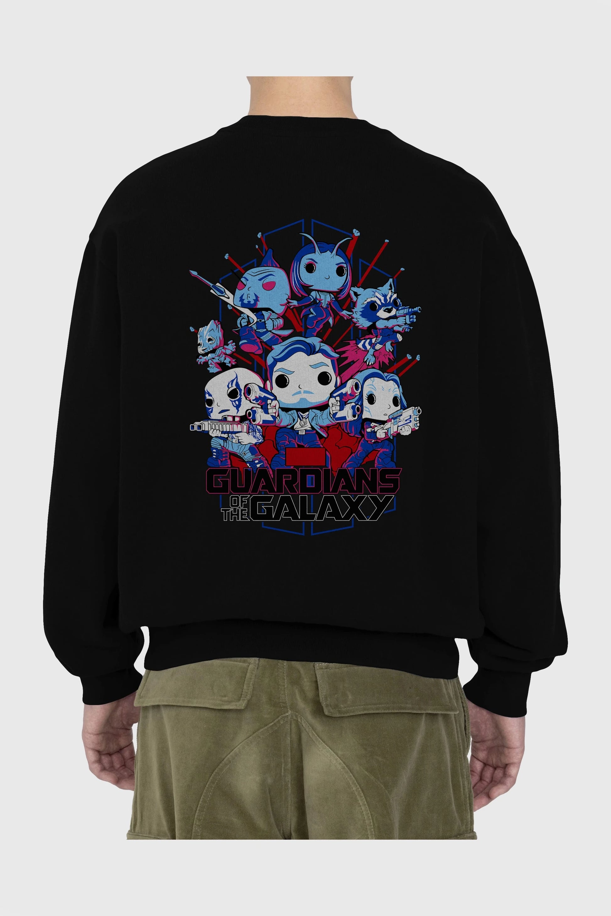 Guardians of the Galaxy Arka Baskılı Oversize Sweatshirt Erkek Kadın Unisex