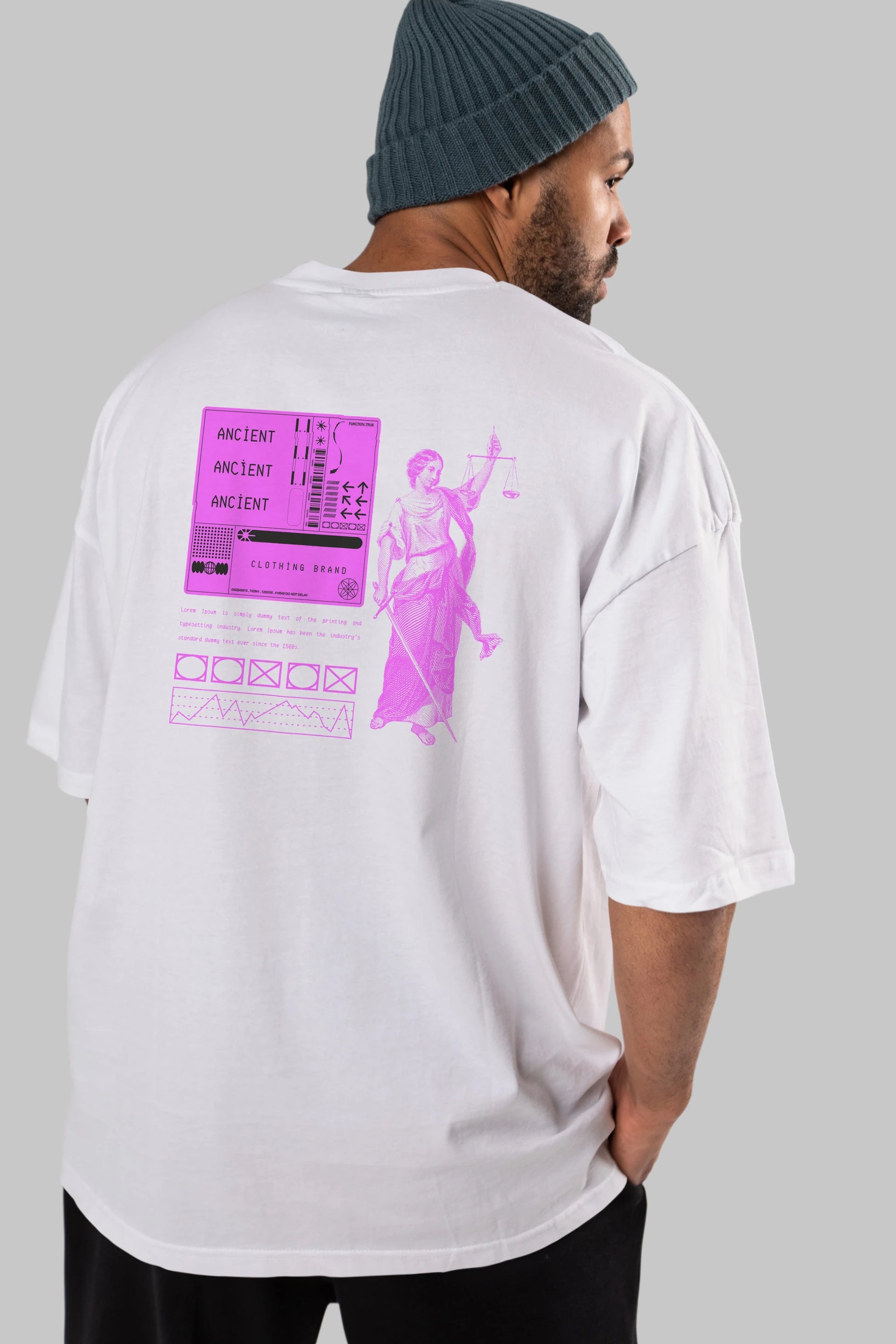 Ancient Streetwear Arka Baskılı Oversize t-shirt Erkek Kadın Unisex