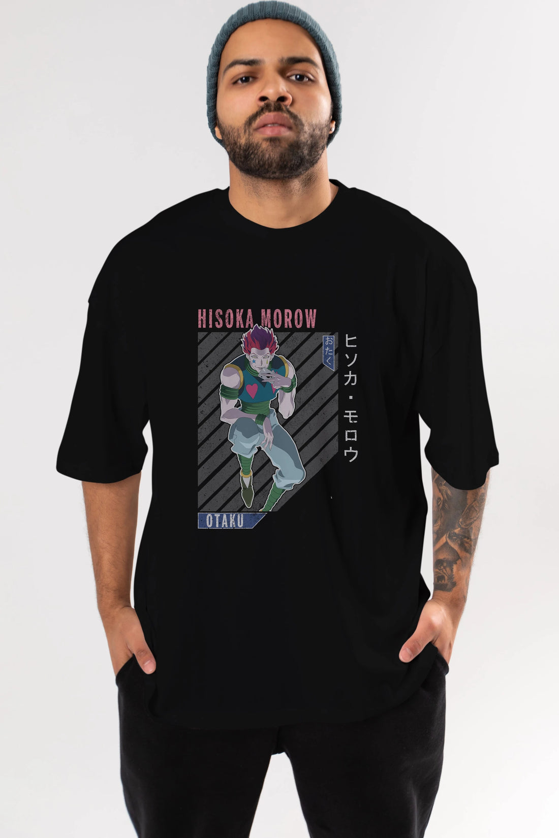 Hisoka Morow 2 2 Anime Ön Baskılı Oversize t-shirt %100 pamuk Erkek Kadın Unisex