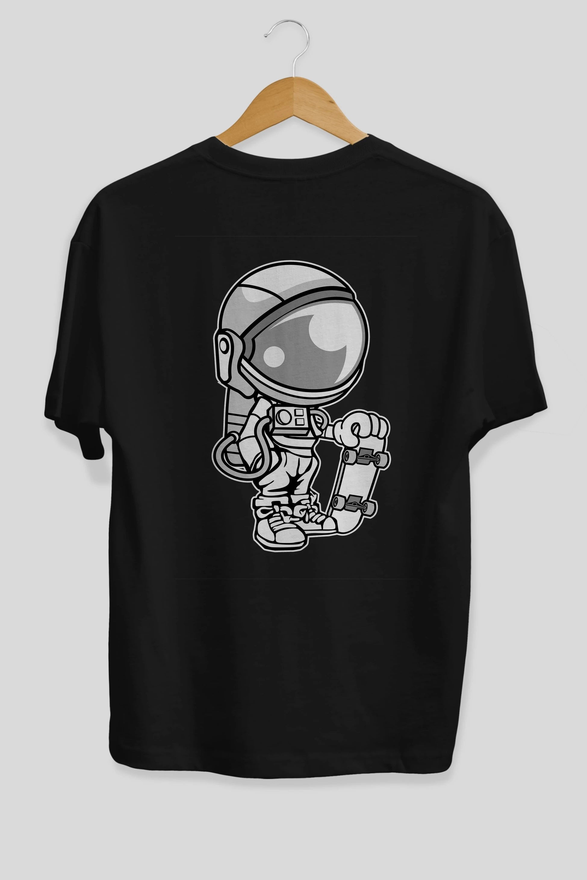 Astronaut Skaterboy Arka Baskılı Oversize t-shirt Erkek Kadın Unisex %100 Pamuk tişort