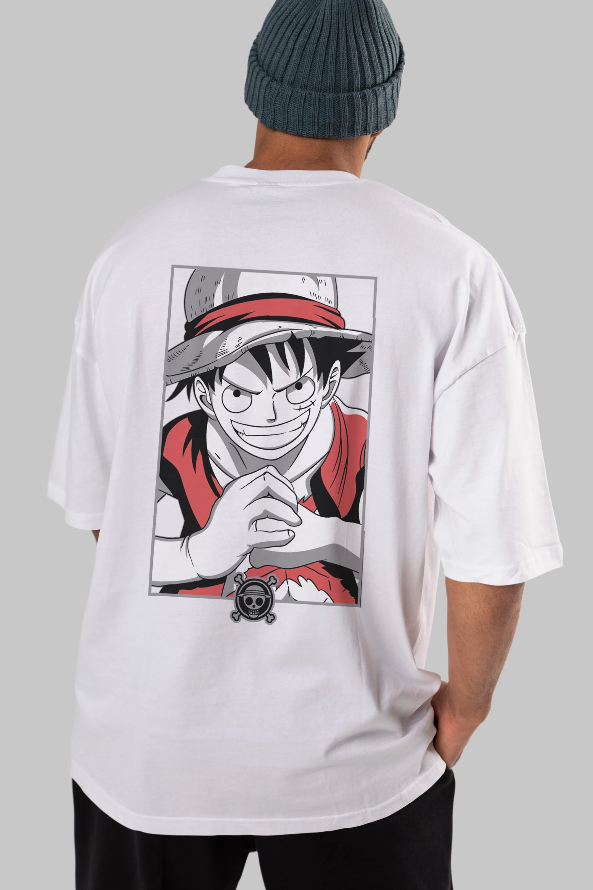 LUFF D. MONKEY OnePiece Anime Arka Baskılı Oversize t-shirt Erkek Kadın Unisex