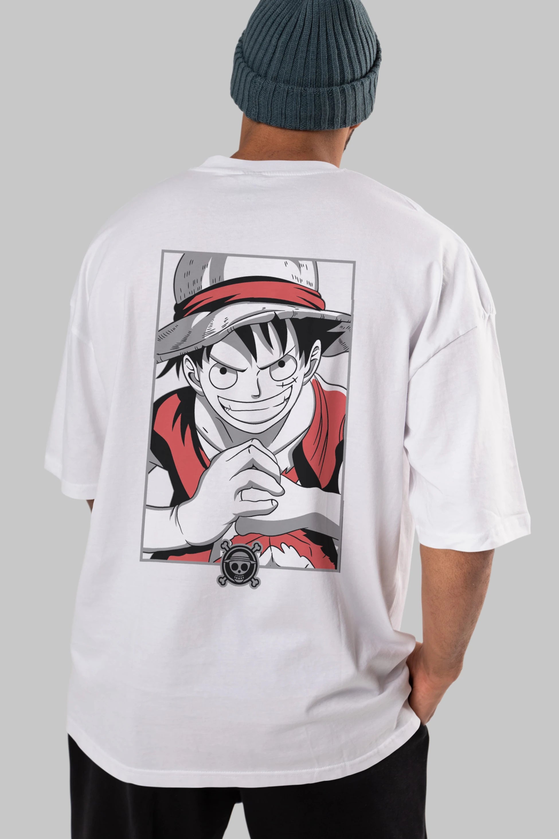 LUFF D. MONKEY OnePiece Anime Arka Baskılı Oversize t-shirt Erkek Kadın Unisex