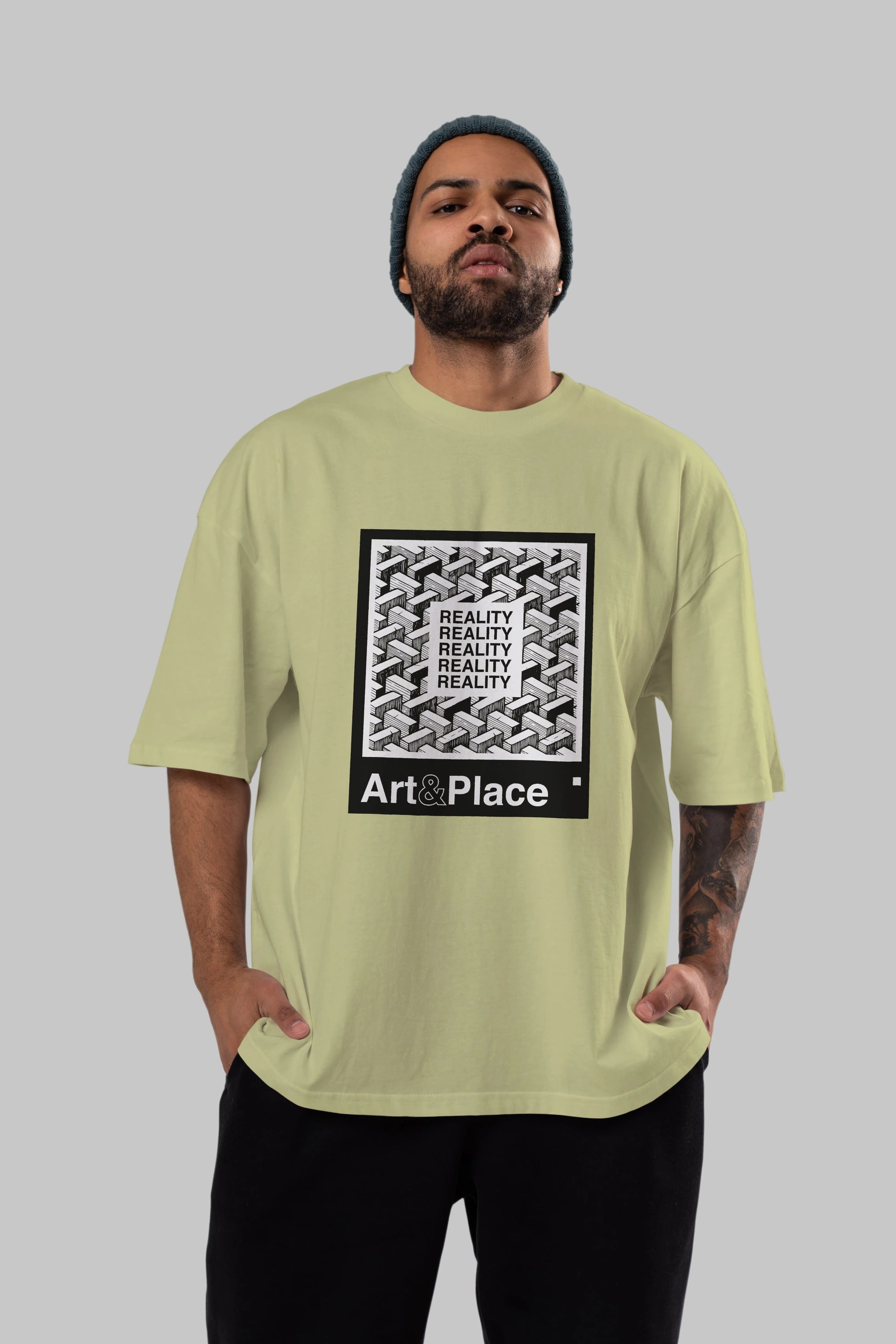 Reality Ön Baskılı Oversize t-shirt Erkek Kadın Unisex