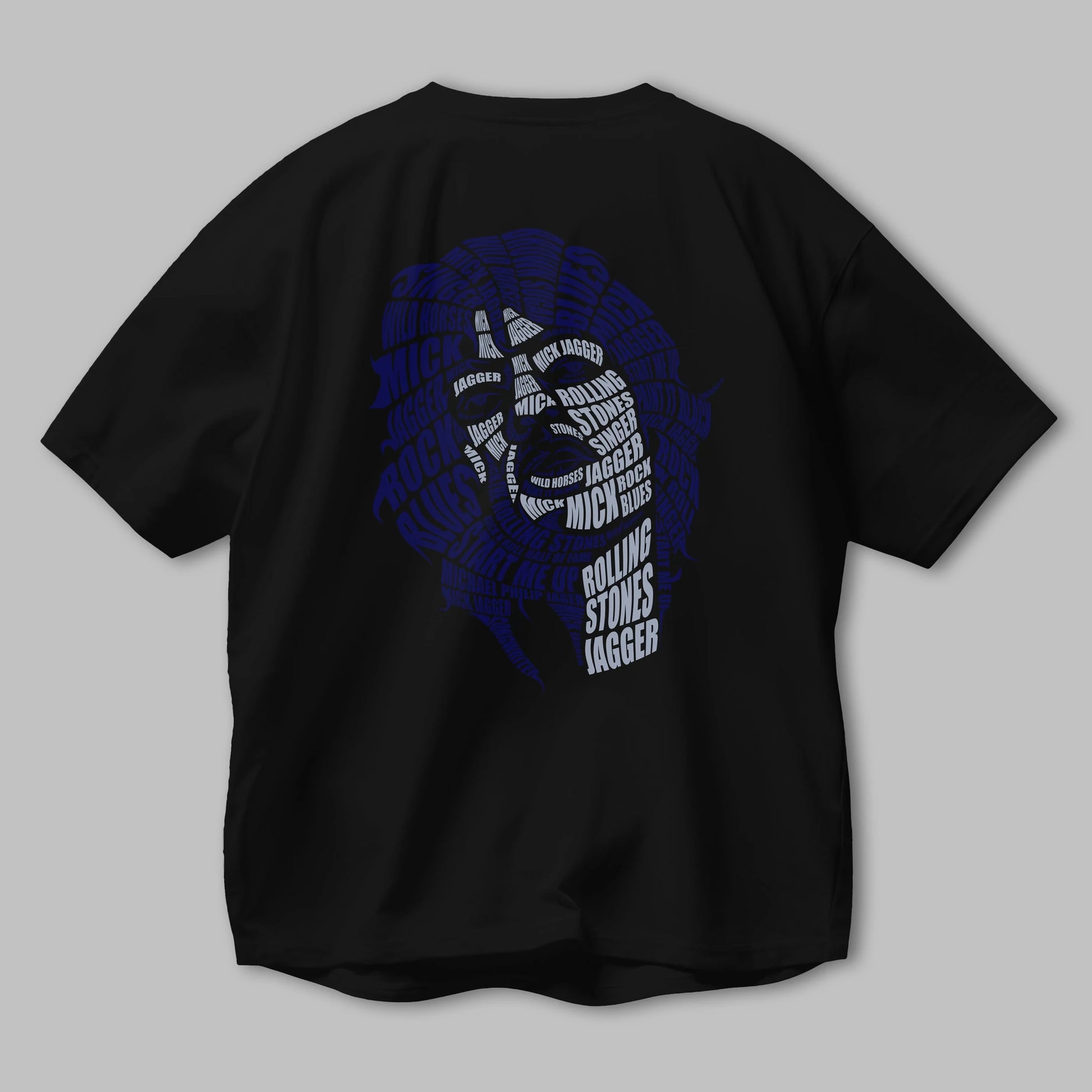 Mick Jagger Calligram Arka Baskılı Oversize t-shirt %100 pamuk Erkek Kadın Unisex