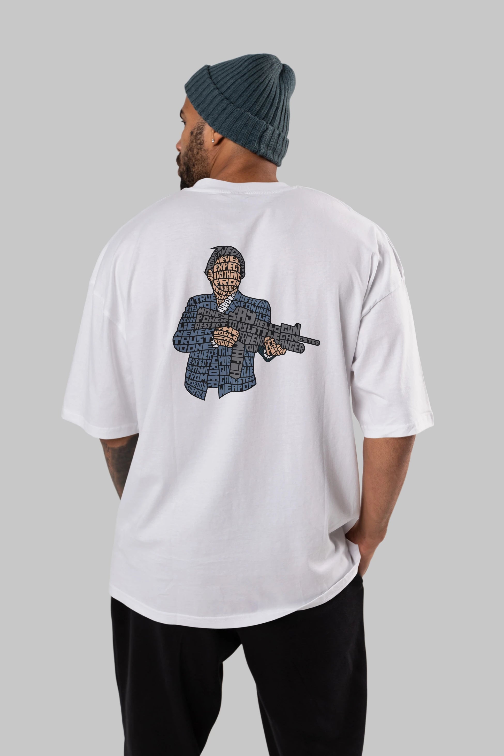 Mafia Arka Baskılı Oversize t-shirt %100 pamuk Erkek Kadın Unisex