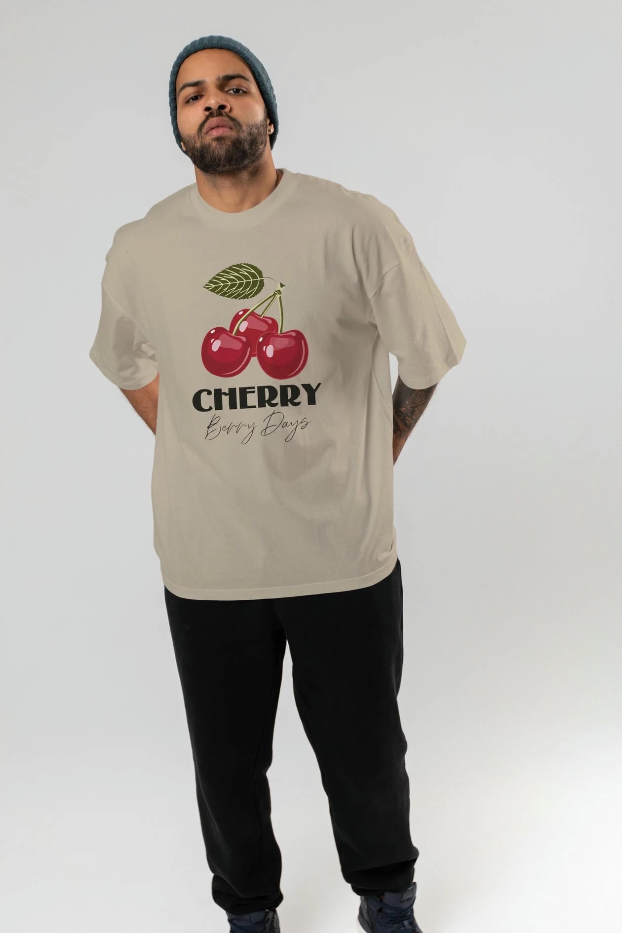 Cherry Cherries 12 Ön Baskılı Oversize t-shirt Erkek Kadın Pamuk Bisiklet Yaka tişort