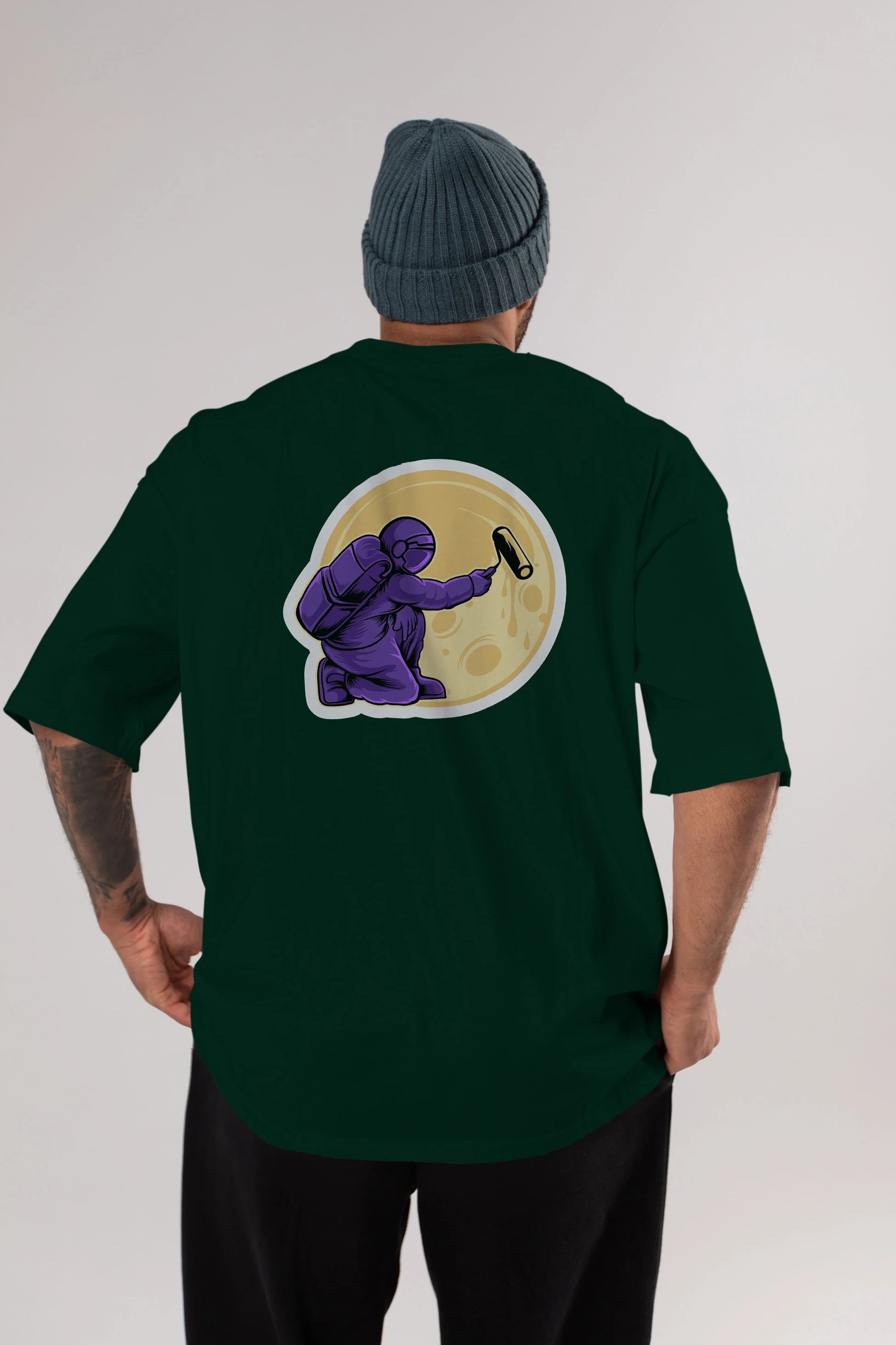 Astropaint Sticker Arka Baskılı Oversize t-shirt Erkek Kadın Unisex