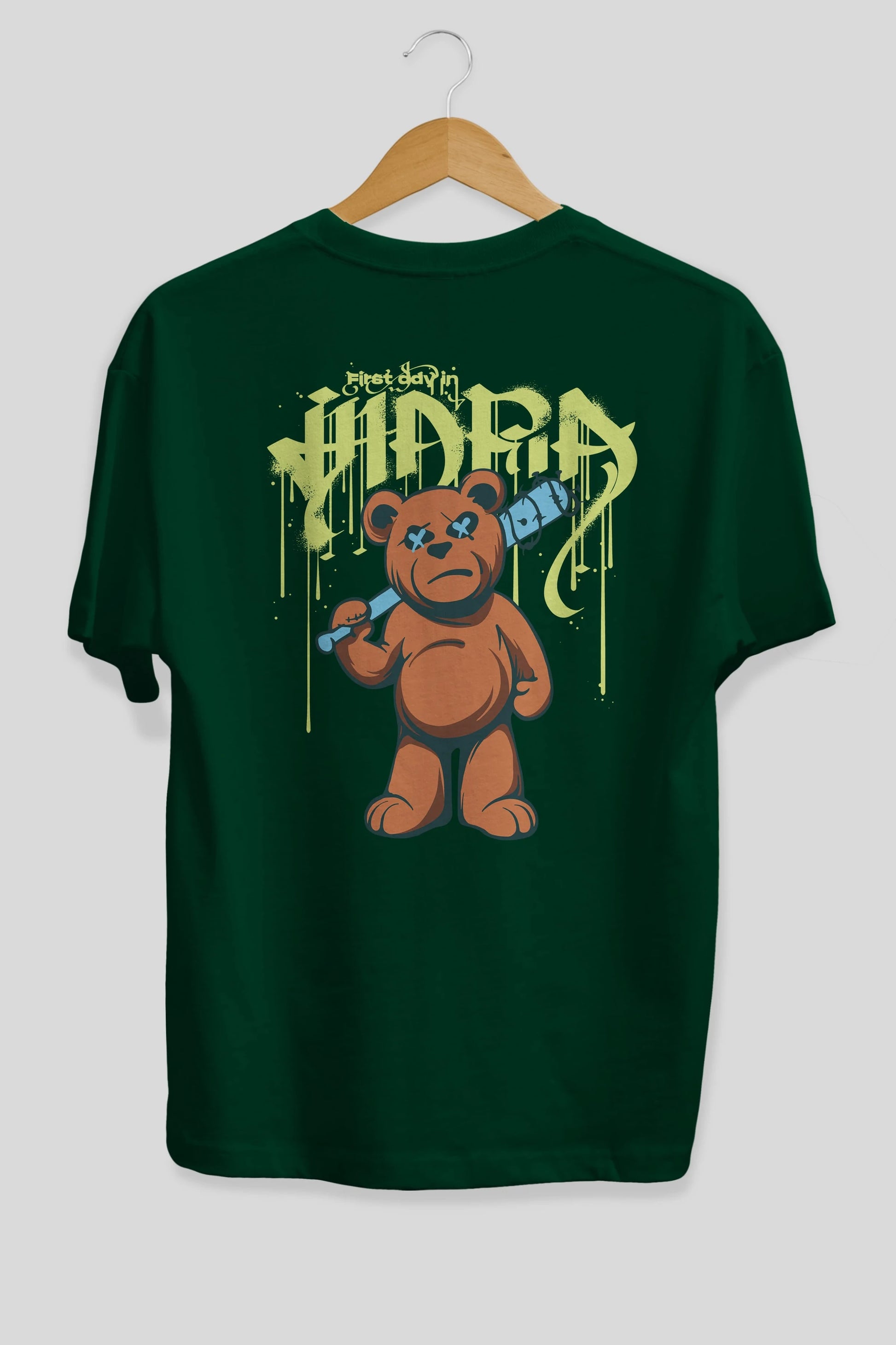 Hidra Bear Arka Baskılı Oversize t-shirt Erkek Kadın Unisex