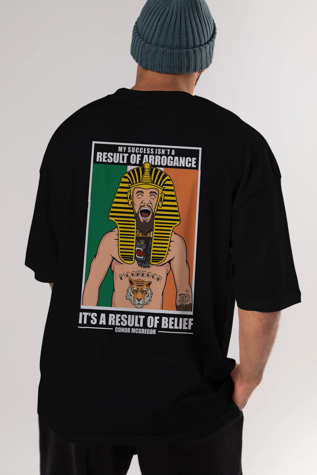 McGregor Pharaoh Arka Baskılı Oversize t-shirt Erkek Kadın Unisex %100 Pamuk tişort