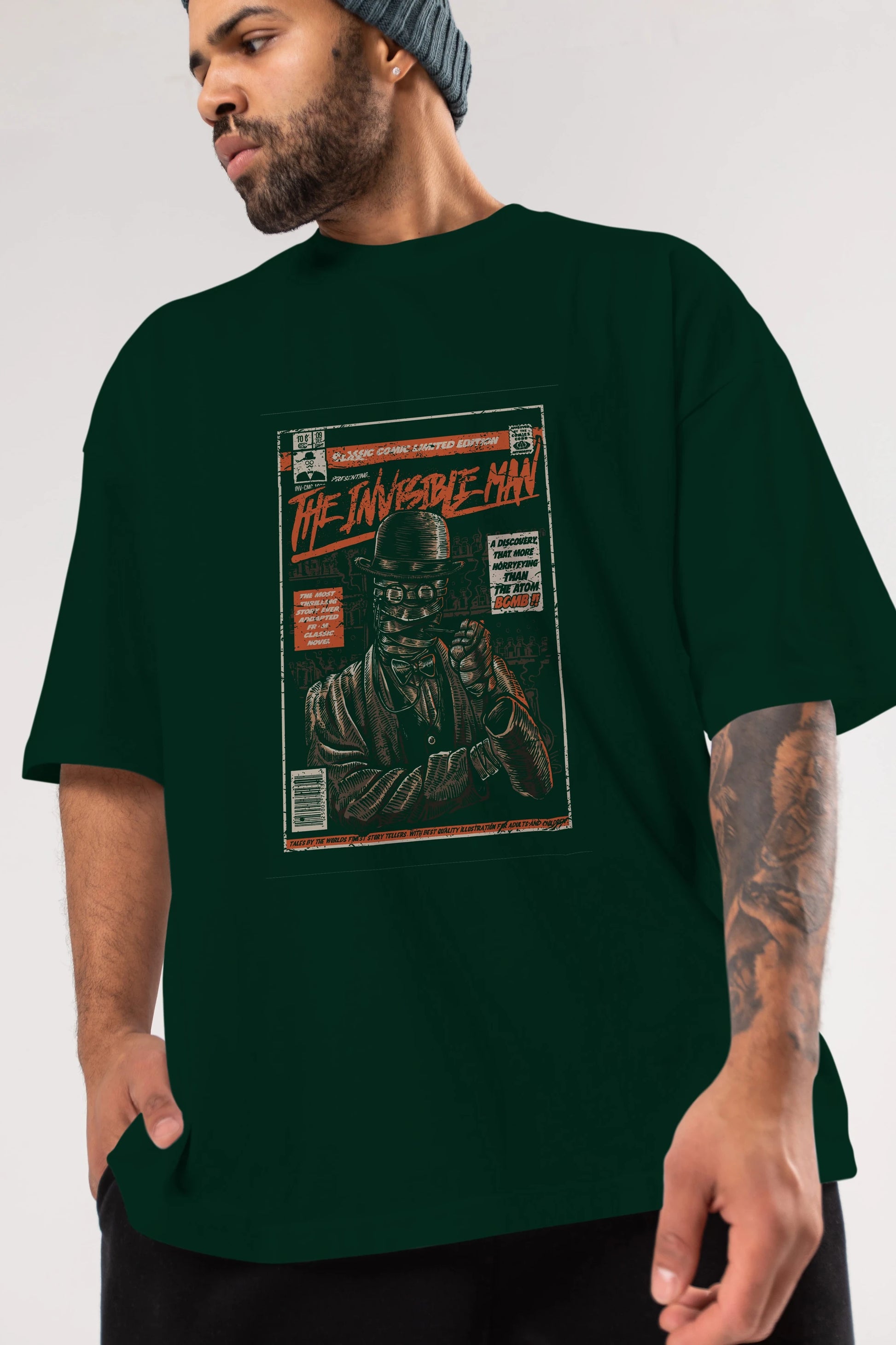 The Invisible Man Ön Baskılı Oversize t-shirt Erkek Kadın Unisex %100 Pamuk tişort
