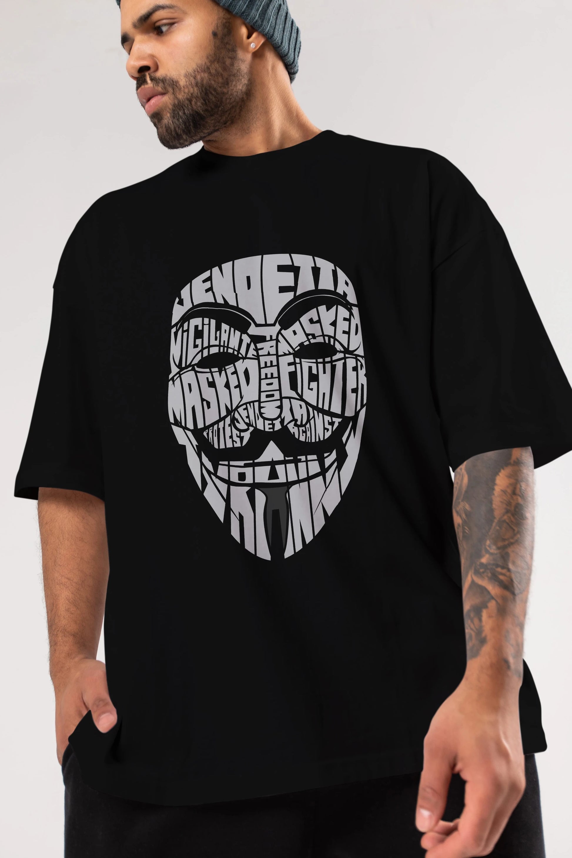 Vendetta Ön Baskılı Oversize t-shirt %100 pamuk Erkek Kadın Unisex