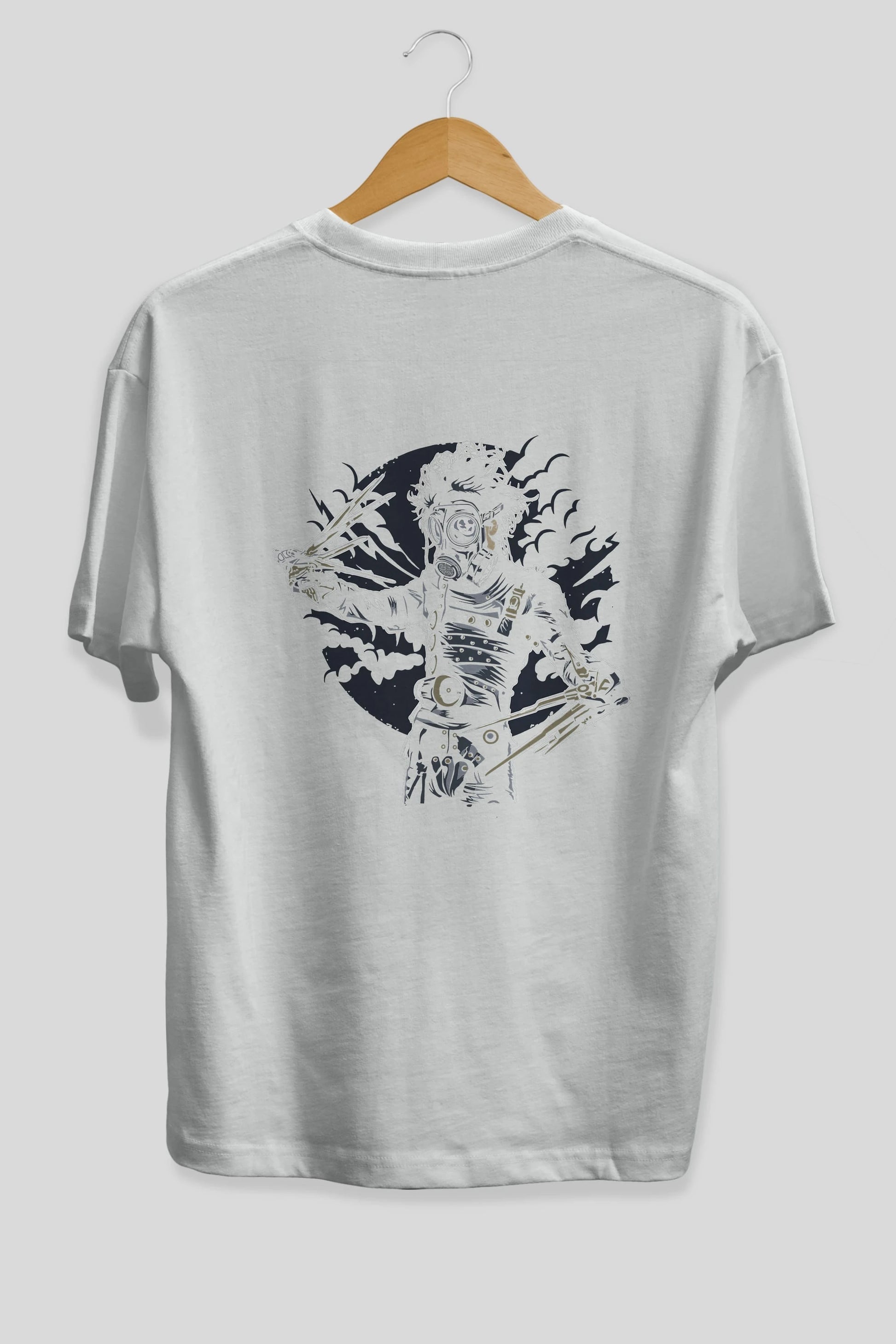 Gas Mask Scissors Arka Baskılı Oversize t-shirt Erkek Kadın Unisex %100 Pamuk