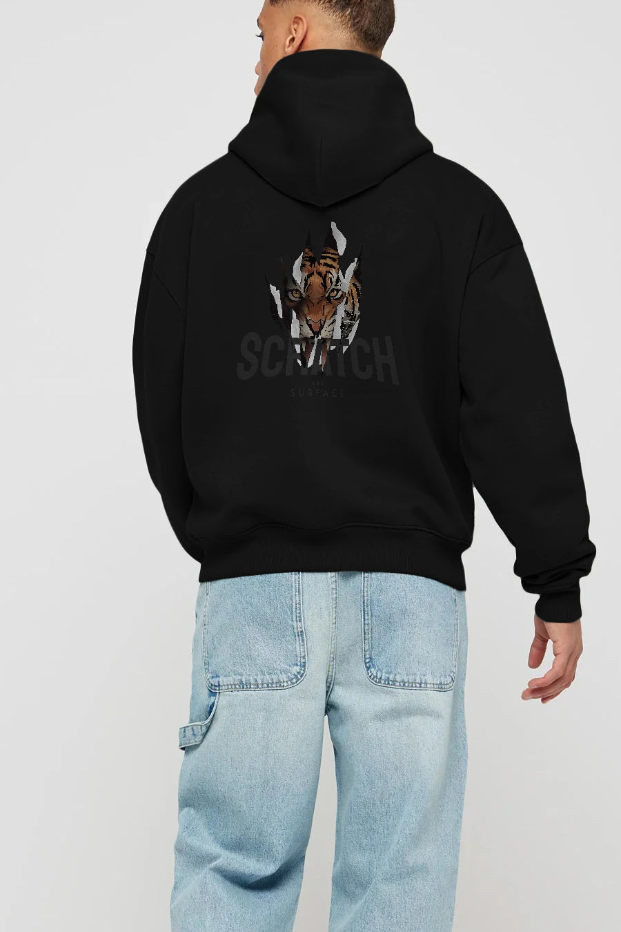 Teddy Bear Scratch Arka Baskılı Hoodie Oversize Kapüşonlu Sweatshirt Erkek Kadın Unisex