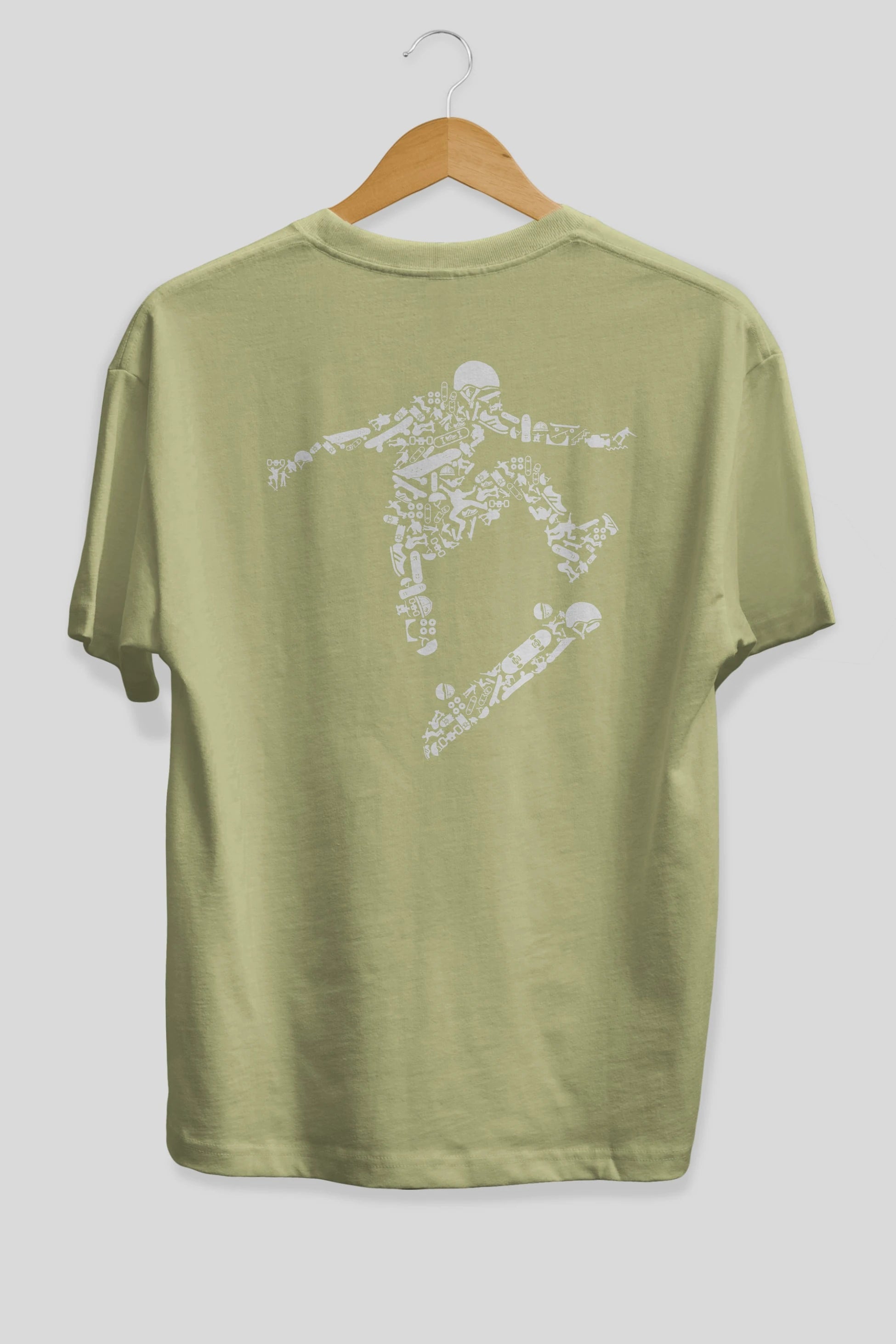 Skater Arka Baskılı Oversize t-shirt %100 pamuk Erkek Kadın Unisex