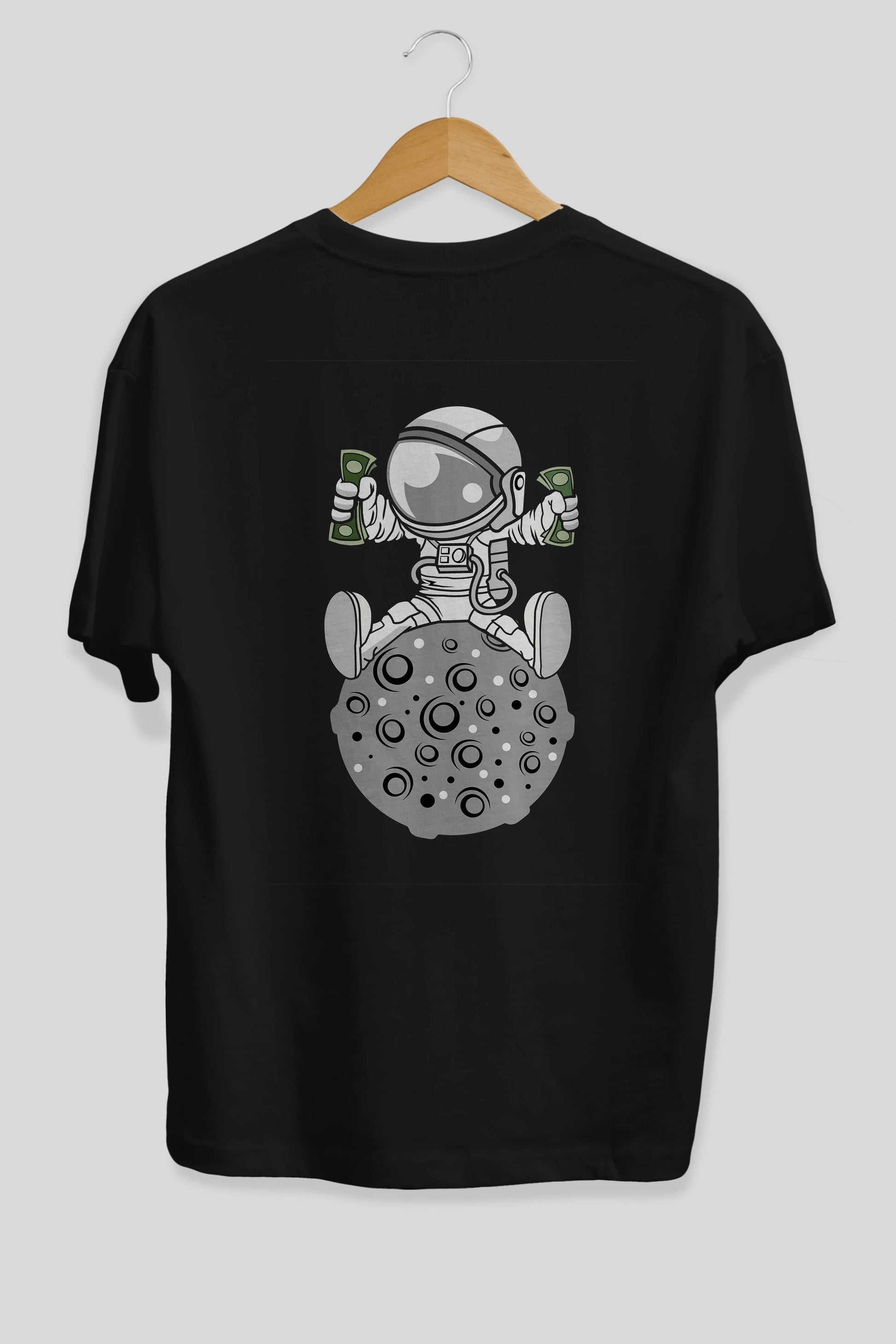 Astronaut Dollar Arka Baskılı Oversize t-shirt Erkek Kadın Unisex %100 Pamuk tişort