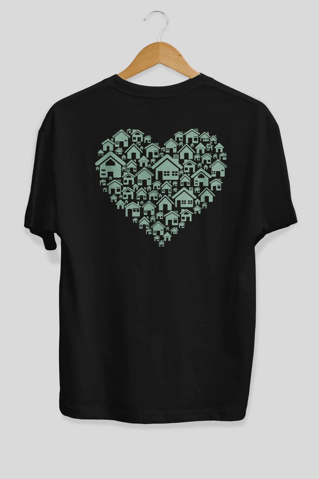 Home Heart Arka Baskılı Oversize t-shirt %100 pamuk Erkek Kadın Unisex