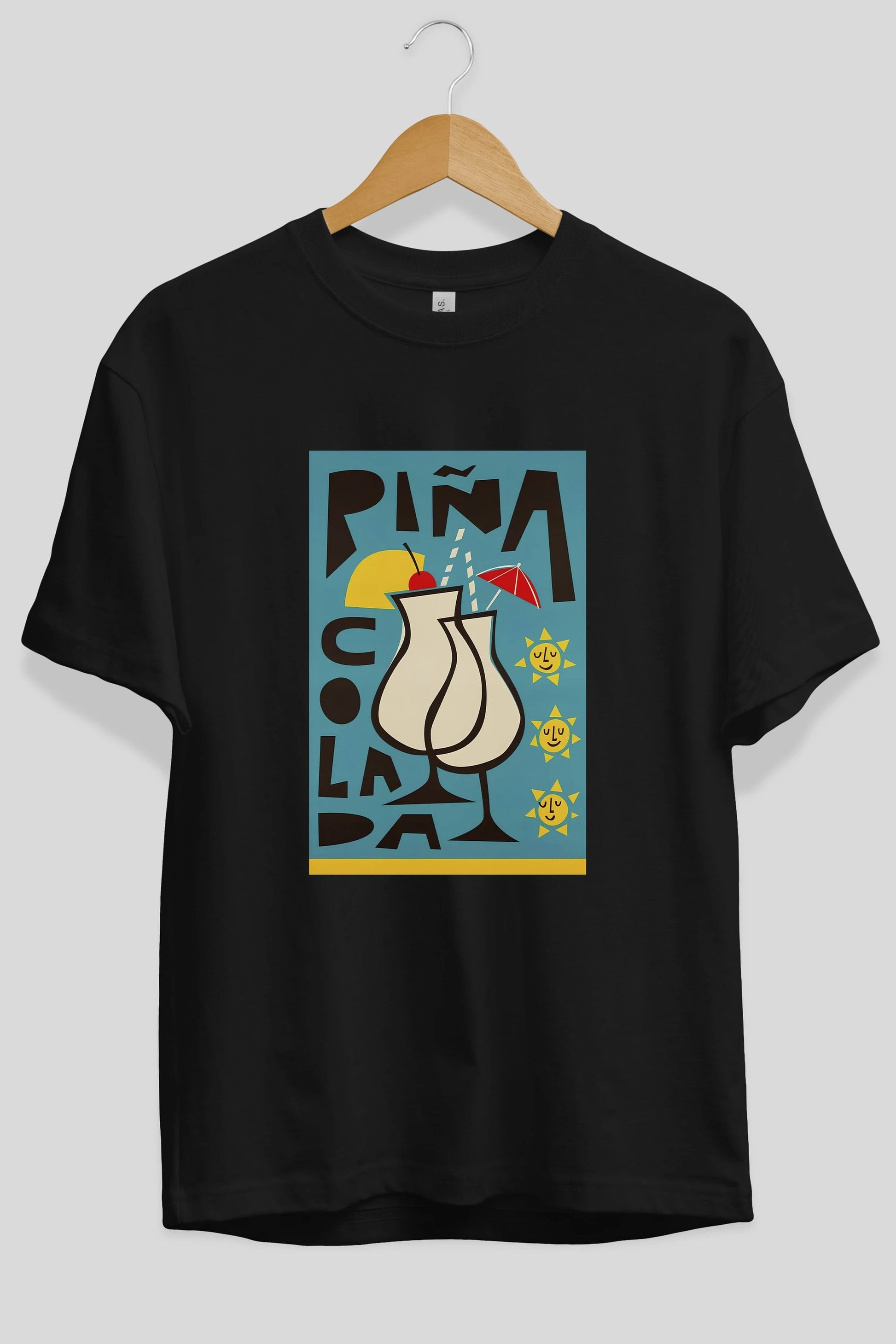 Pina Colada 4 Ön Baskılı Oversize t-shirt Erkek Kadın Unisex %100 Pamuk Bisiklet Yaka tişort