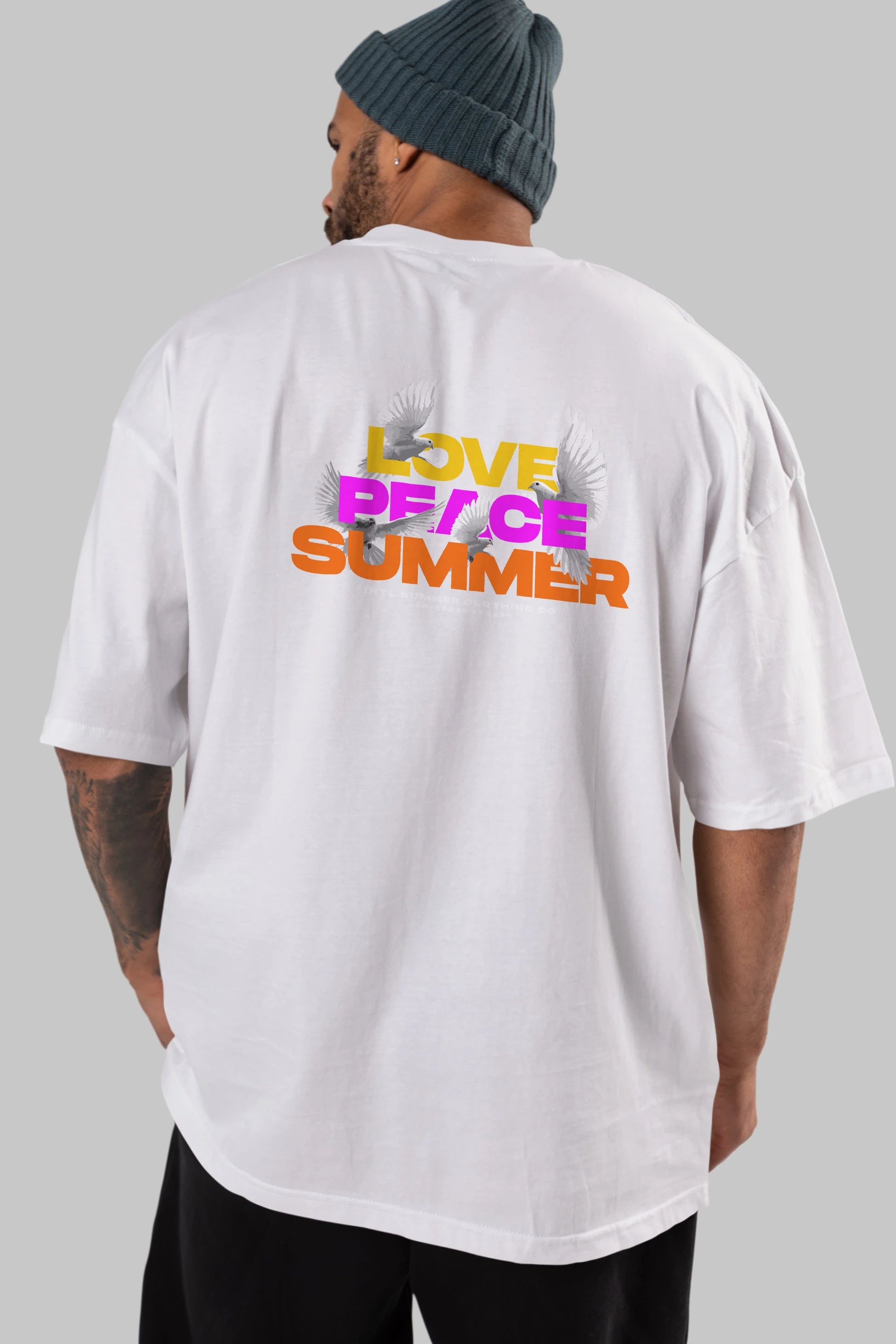Love Peace Summer Arka Baskılı Oversize t-shirt Erkek Kadın Unisex