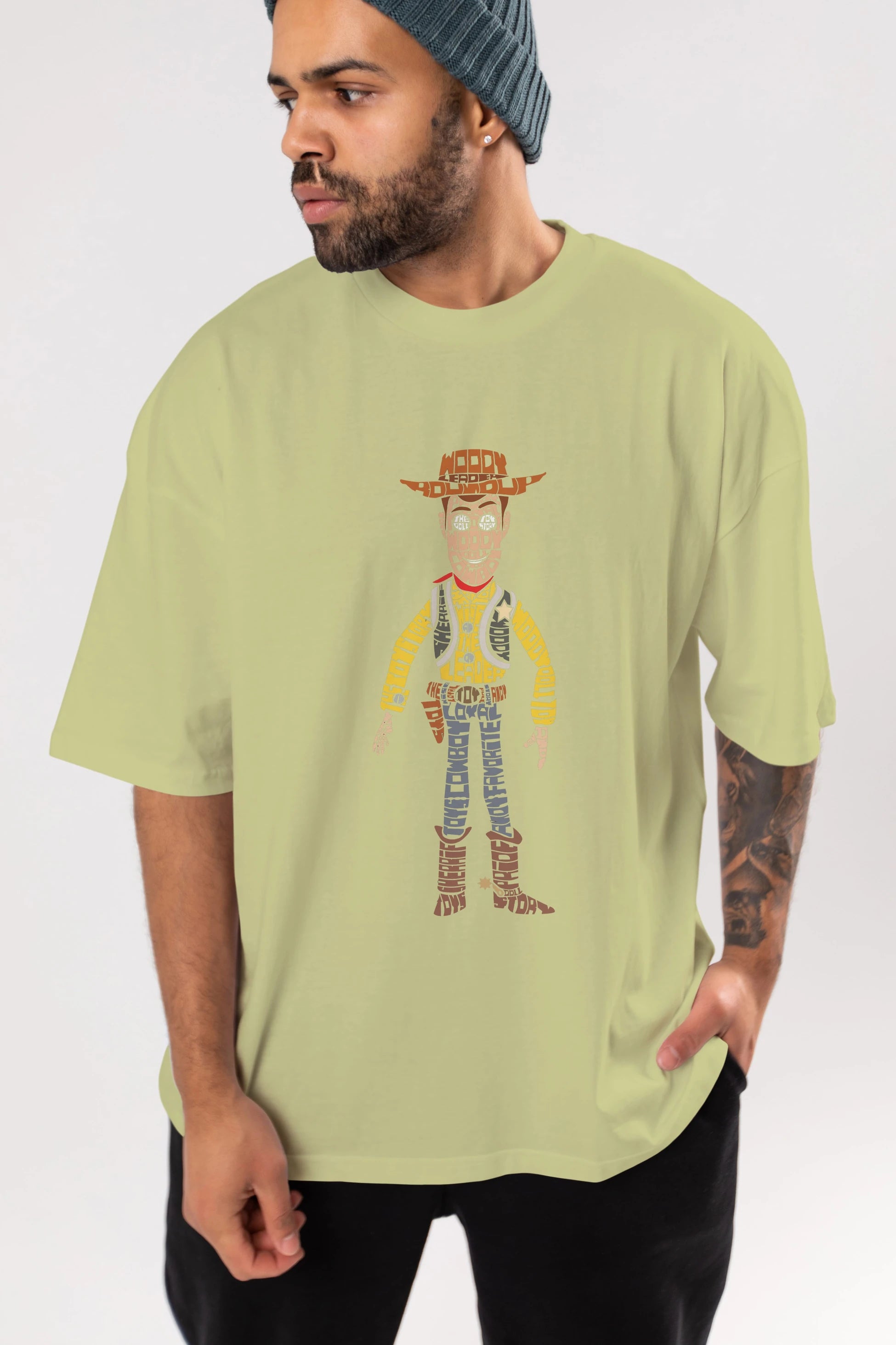 Woody Ön Baskılı Oversize t-shirt %100 pamuk Erkek Kadın Unisex