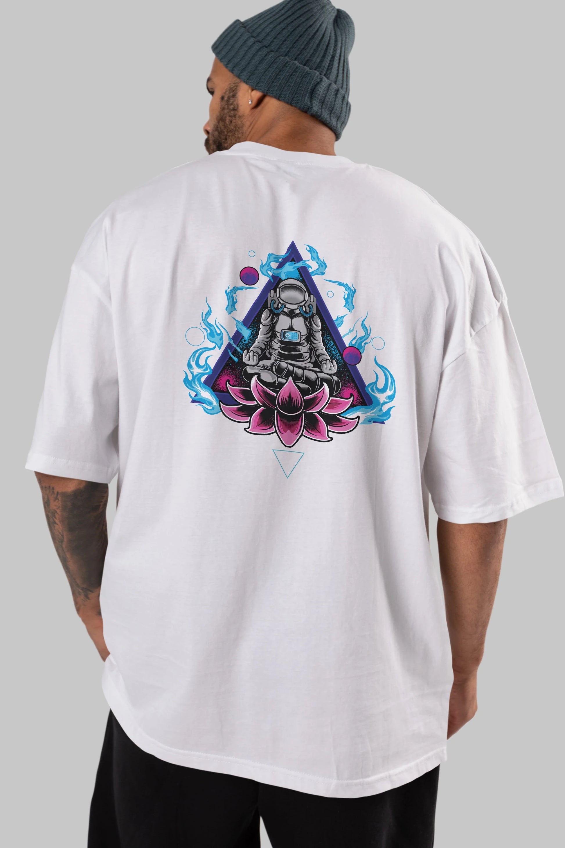 Astronaut Meditation (2) Arka Baskılı Oversize t-shirt Erkek Kadın Unisex