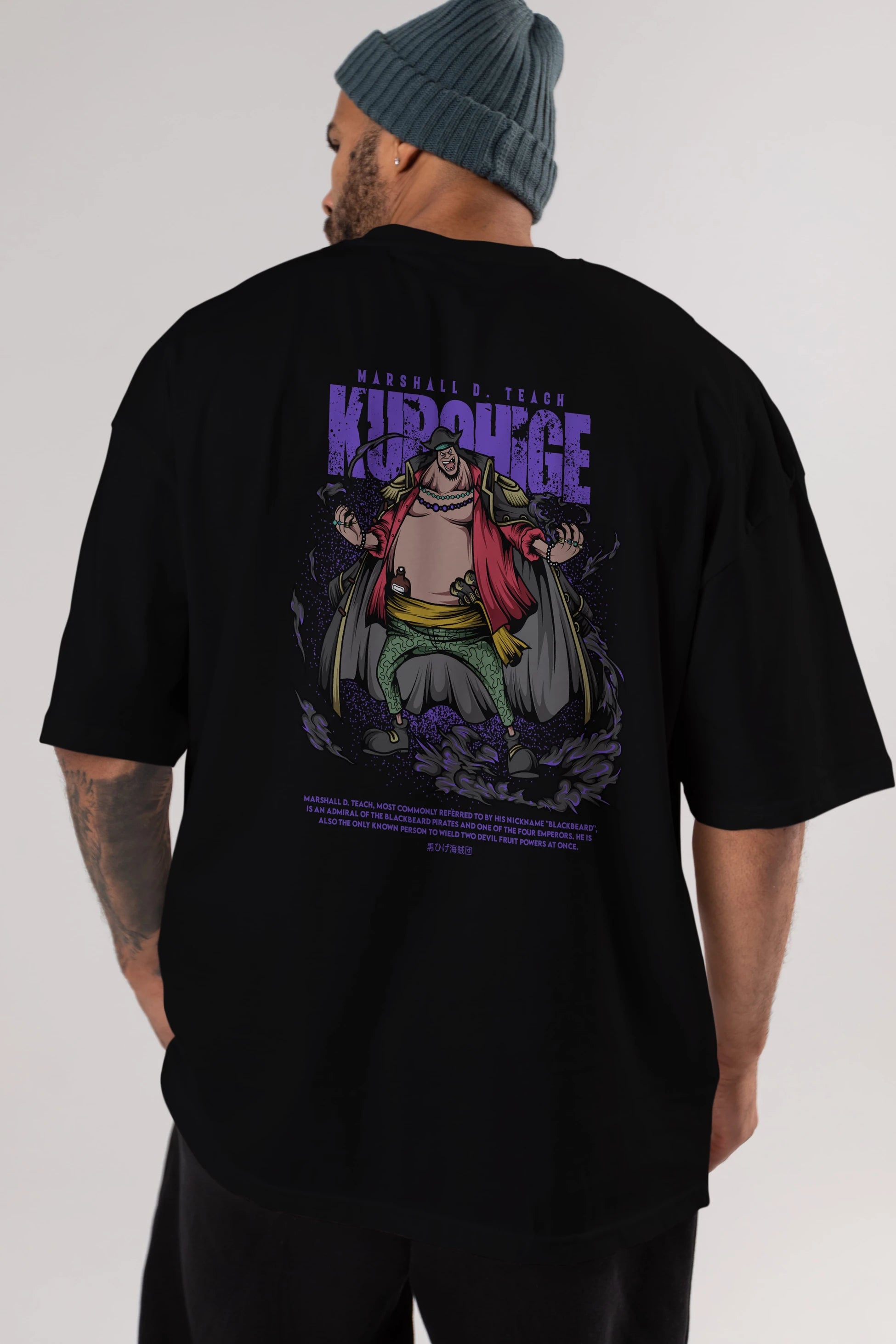 Marshall D. Teach Anime Arka Baskılı Oversize t-shirt Erkek Kadın Unisex