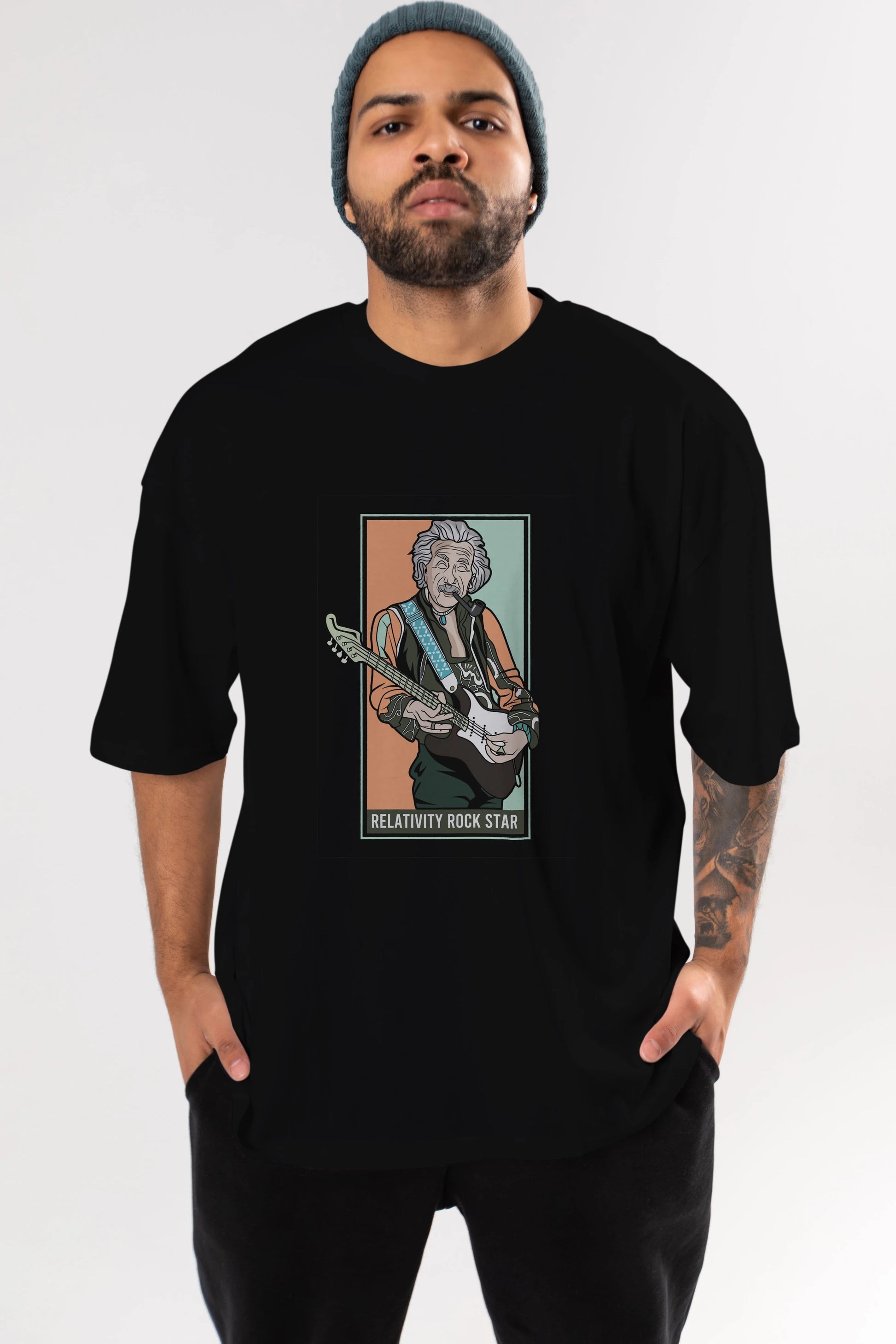 Jimmy Einstein Ön Baskılı Oversize t-shirt Erkek Kadın Unisex %100 Pamuk tişort
