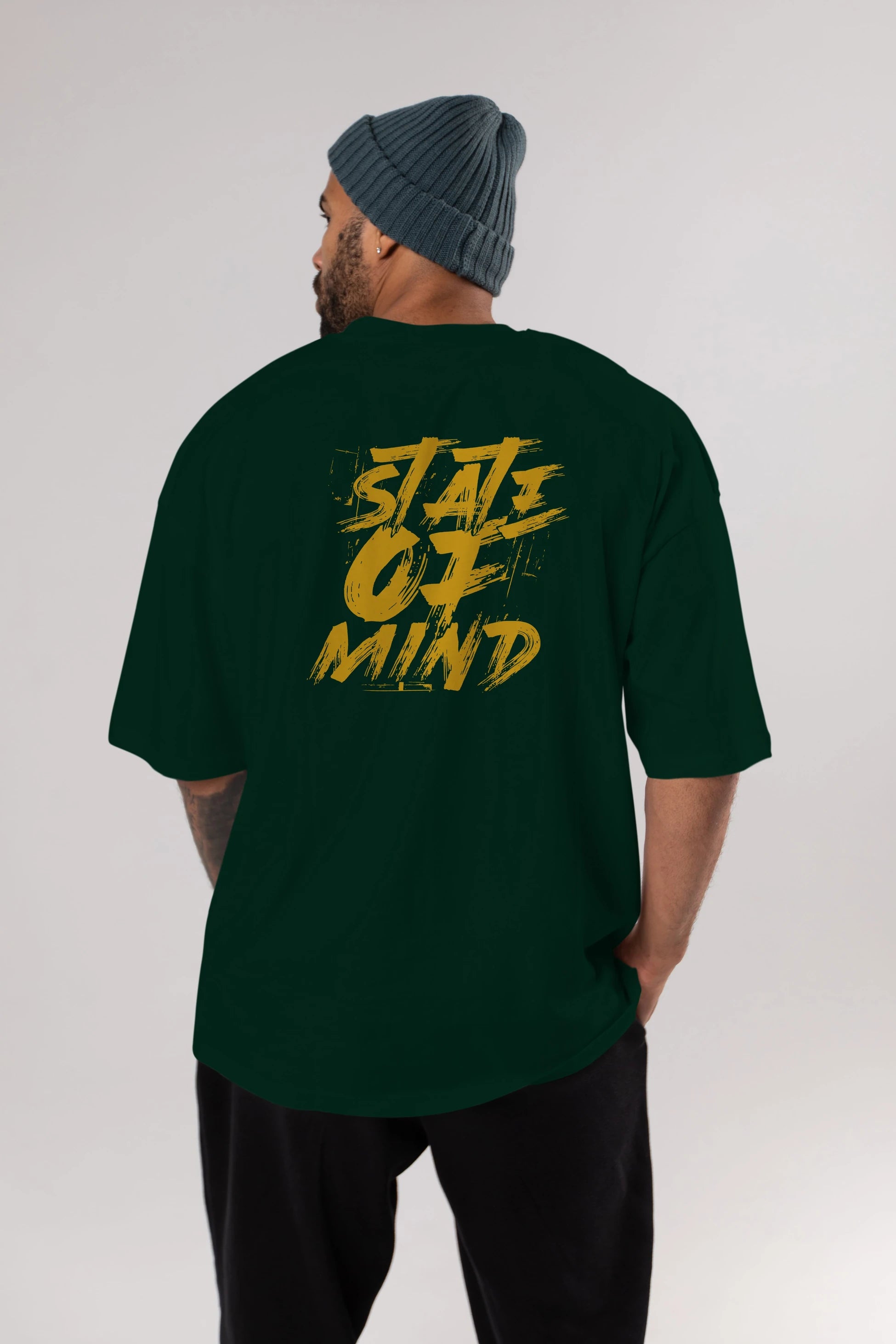 State on Mind Arka Baskılı Oversize t-shirt Erkek Kadın Unisex