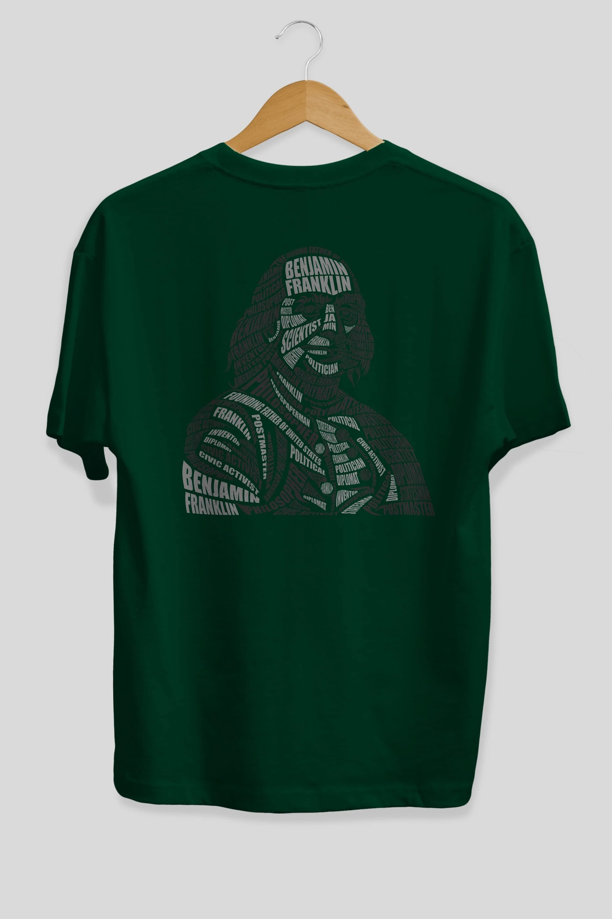 Benjamin Franklin Calligram Arka Baskılı Oversize t-shirt %100 pamuk Erkek Kadın Unisex