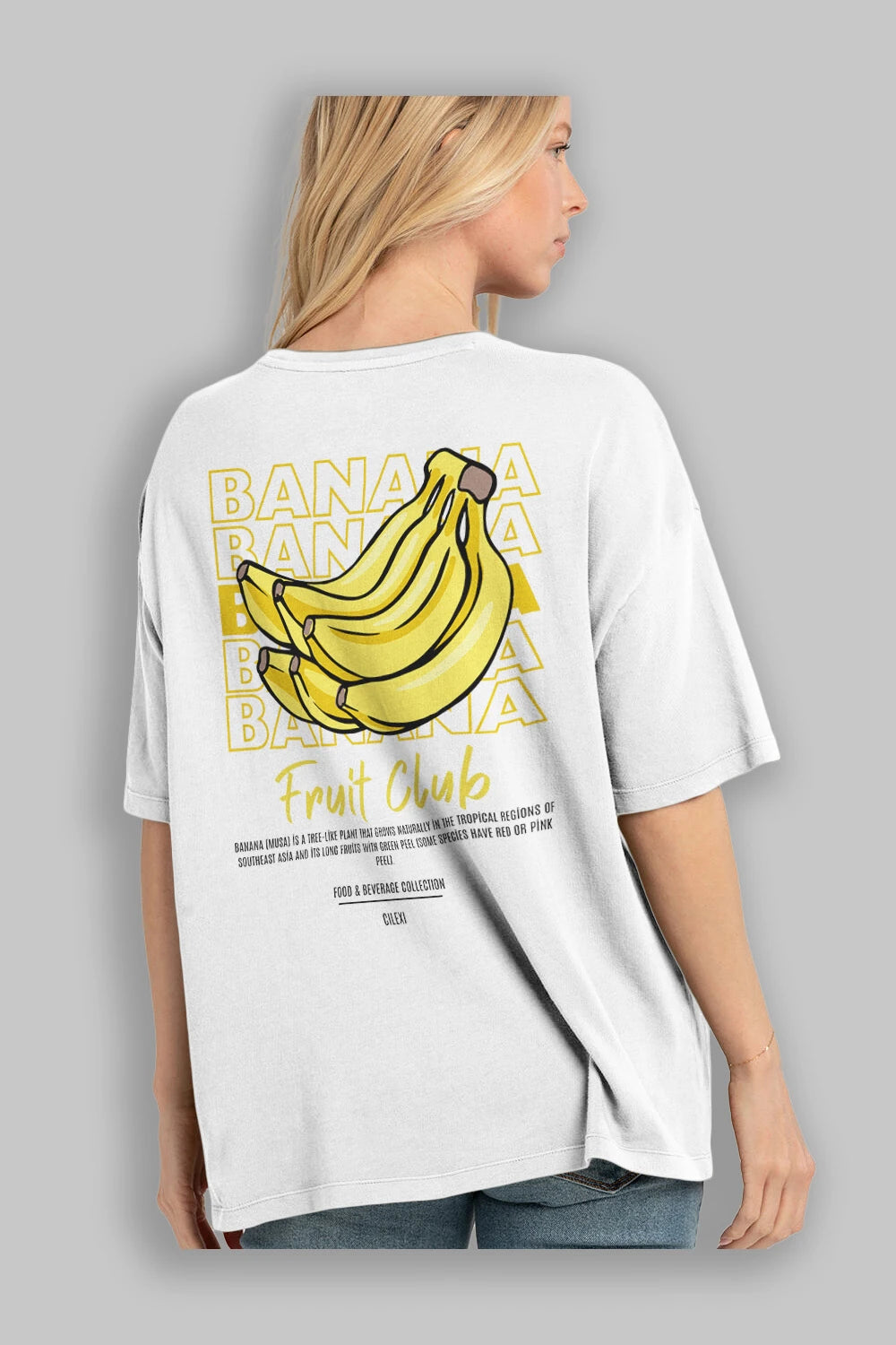 Banana Arka Baskılı Oversize t-shirt Erkek Kadın Pamuk Bisiklet Yaka tişort