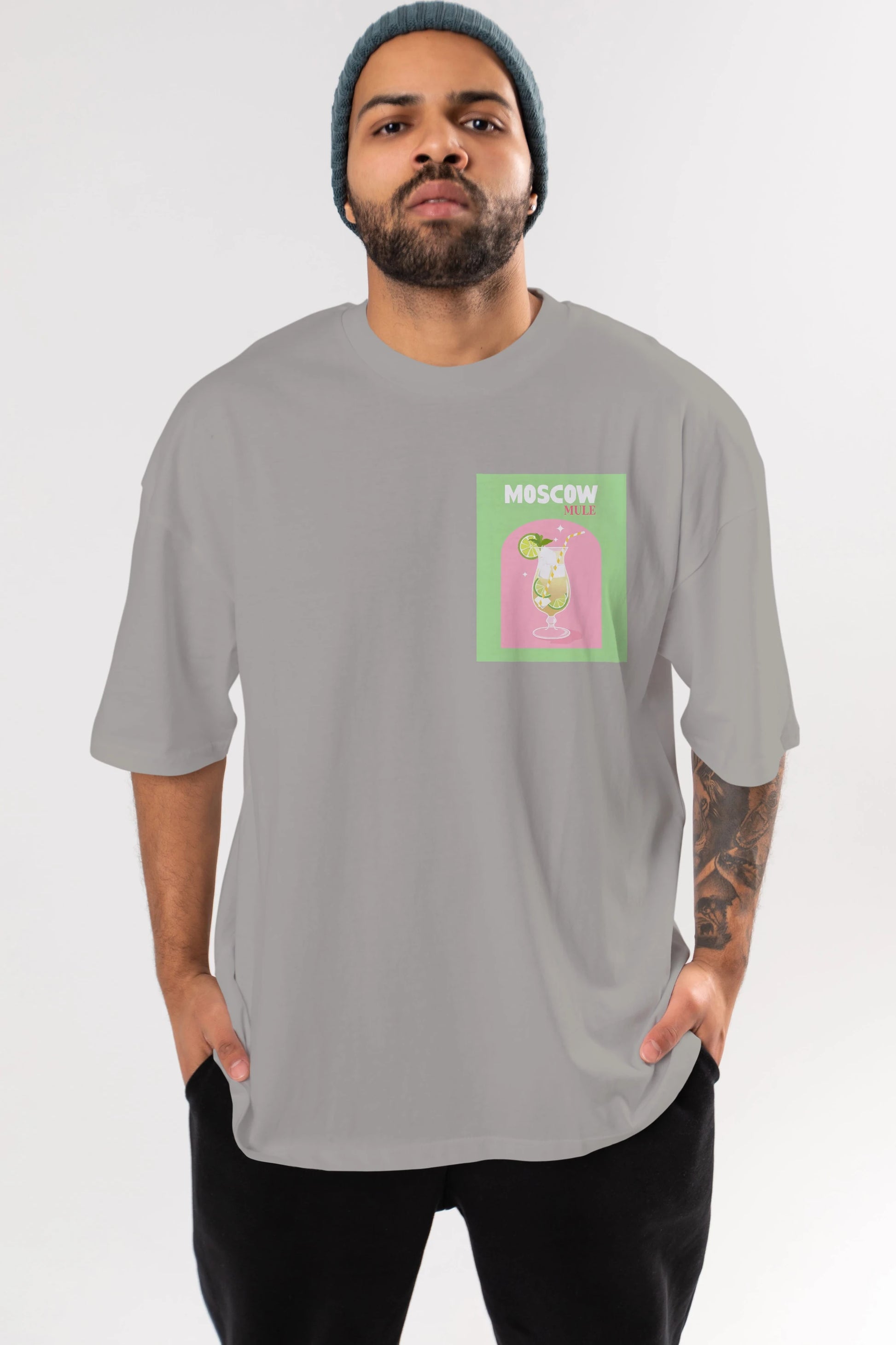 Moscow Mule 5 Ön Sol Baskılı Oversize t-shirt Erkek Kadın Unisex %100 Pamuk Bisiklet Yaka tişort