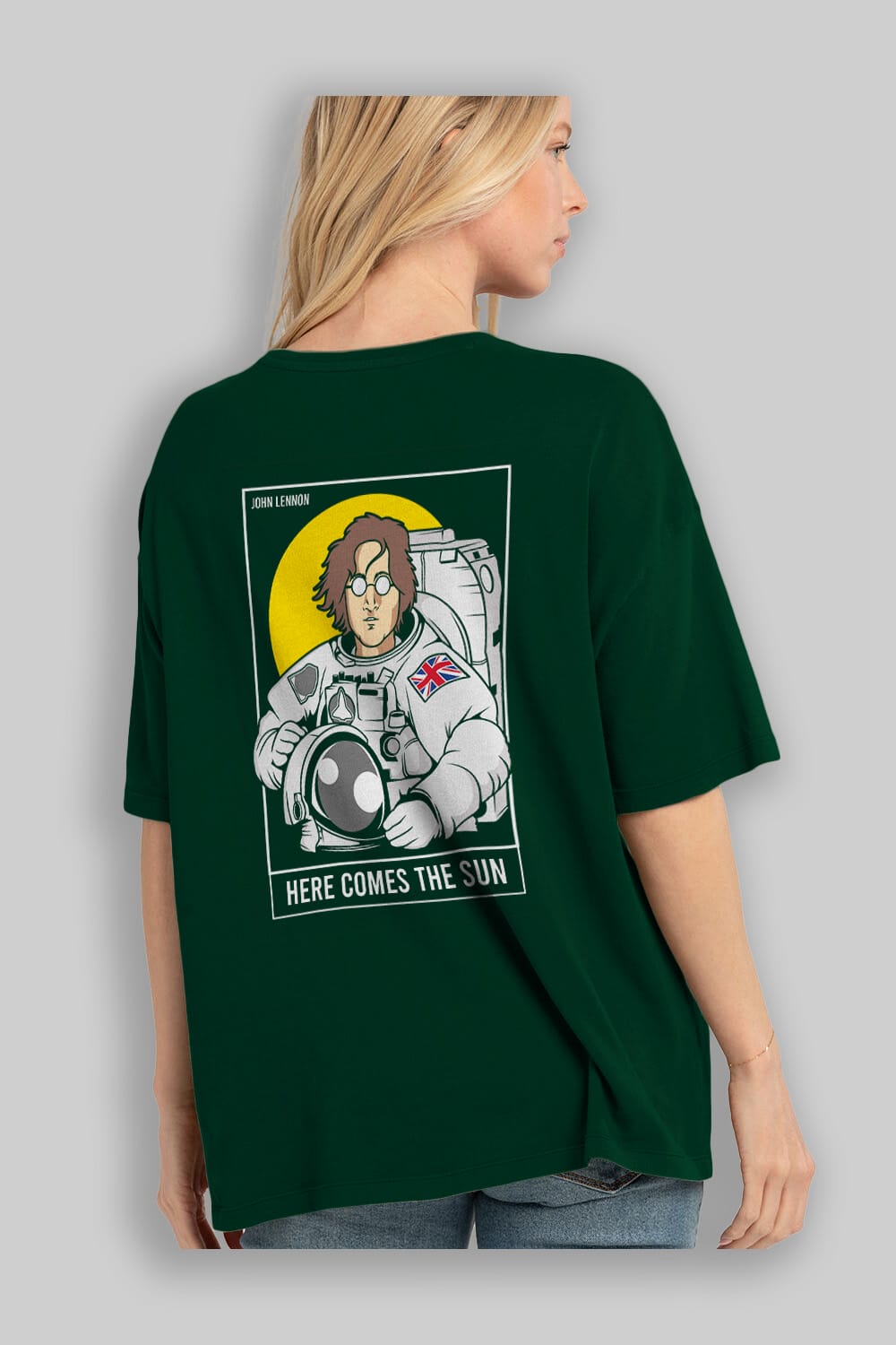 John Lennon Astronot Arka Baskılı Oversize t-shirt Erkek Kadın Unisex %100 Pamuk tişort