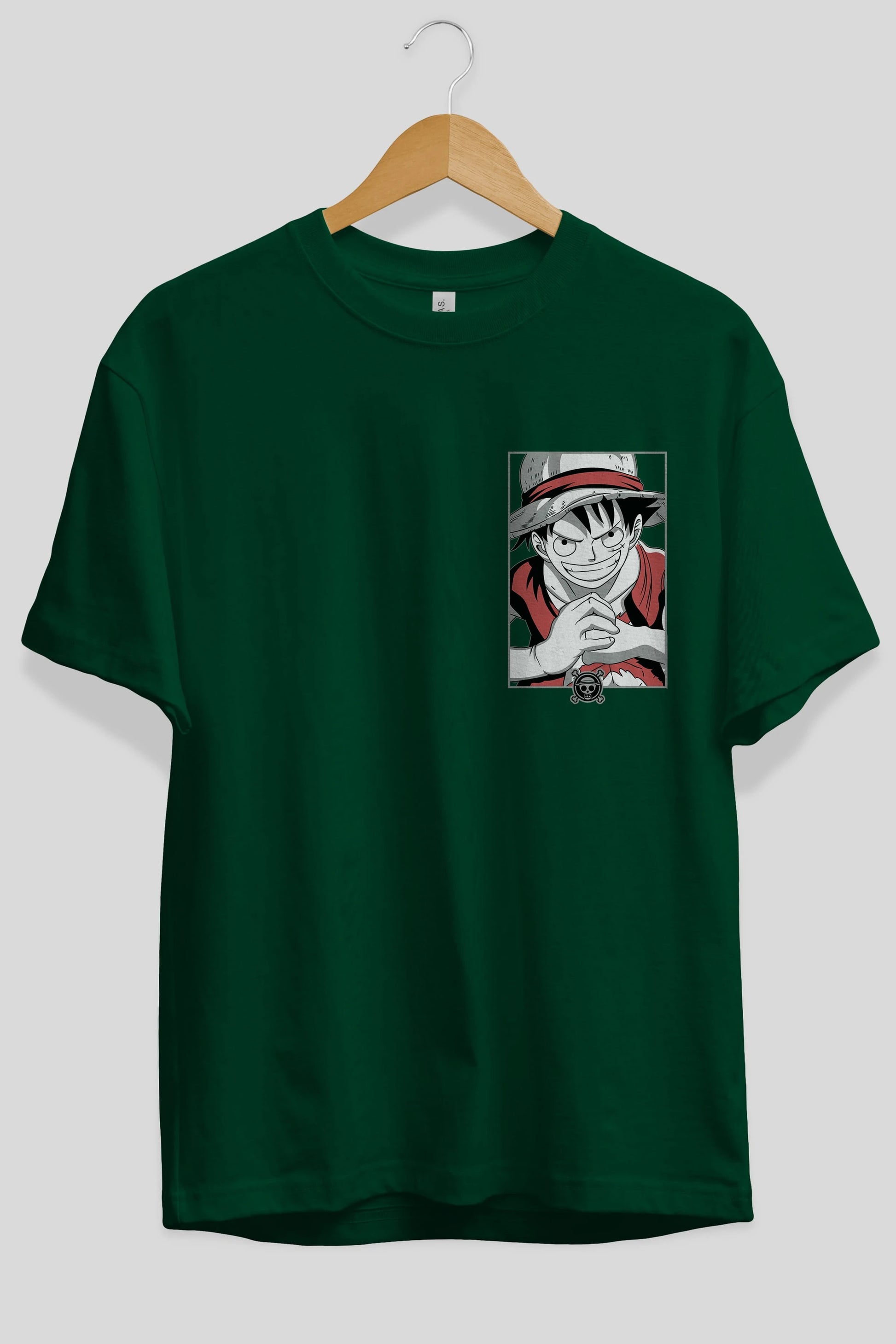 LUFF D. MONKEY OnePiece Ön Sol Baskılı Oversize t-shirt Erkek Kadın Unisex %100 Pamuk Bisiklet Yaka tişort