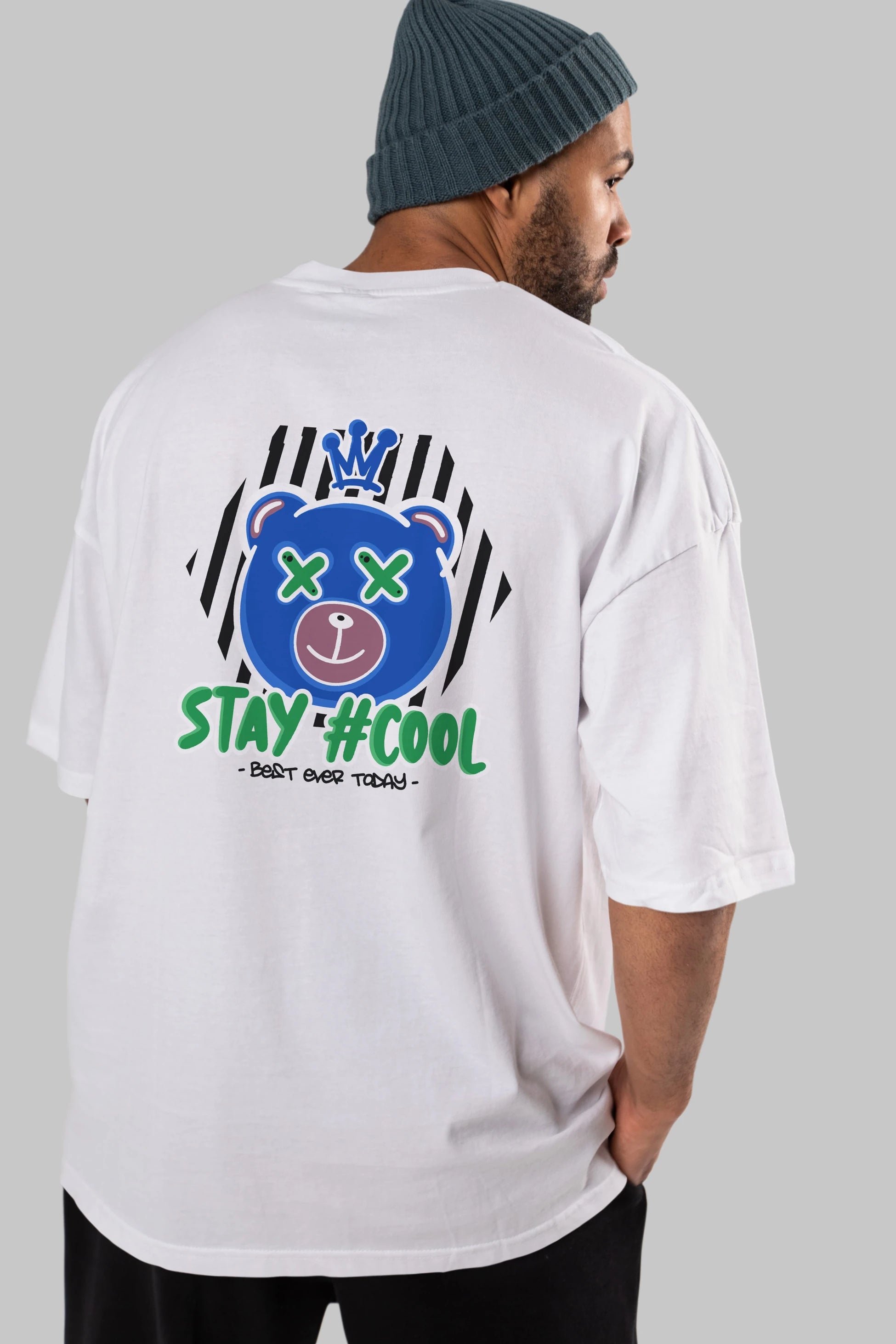 Stay Cool Bear Arka Baskılı Oversize t-shirt Erkek Kadın Unisex