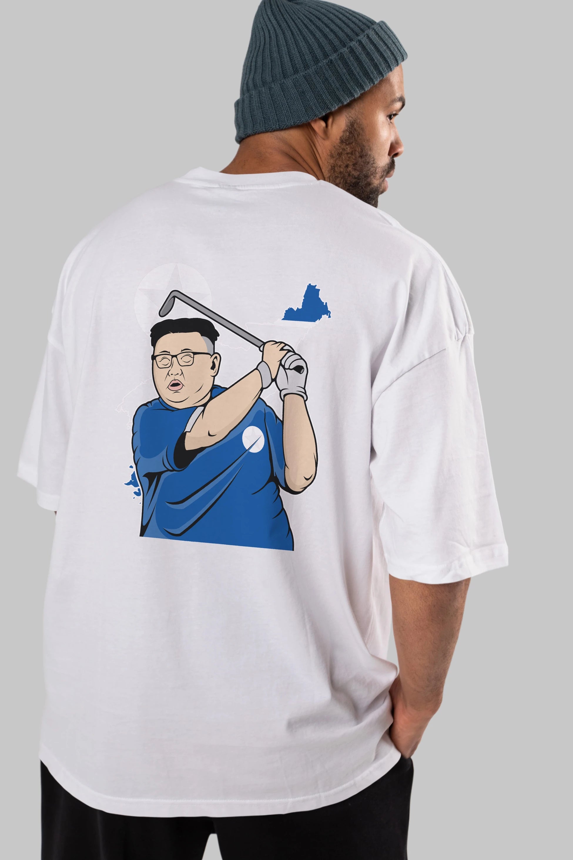 Kim Golf Arka Baskılı Oversize t-shirt Erkek Kadın Unisex %100 Pamuk tişort