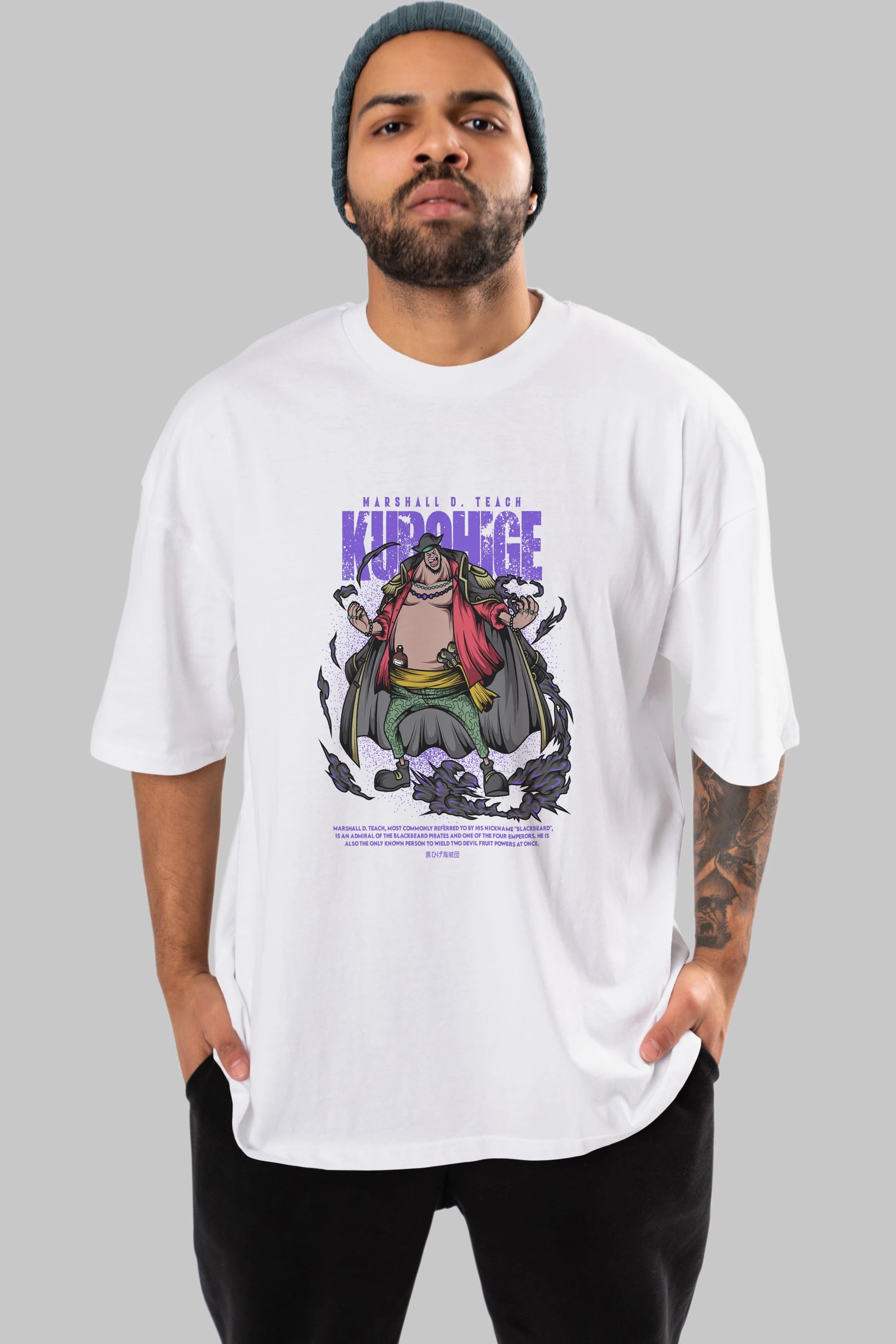 Marshall D. Teach Anime Ön Baskılı Oversize t-shirt %100 pamuk Erkek Kadın Unisex