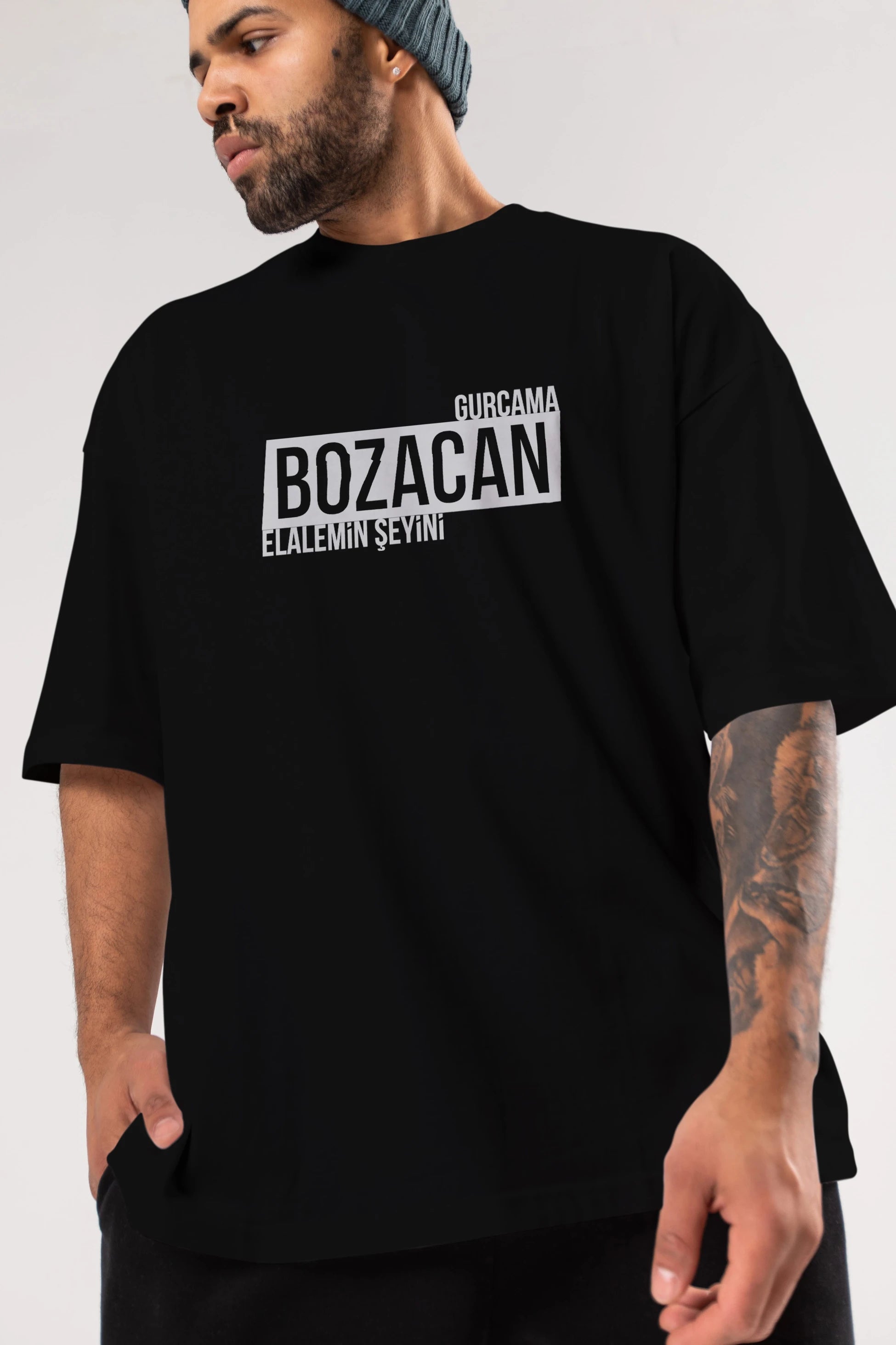 Gurcama Bozacan Elalemin Ön Baskılı Oversize t-shirt %100 pamuk Erkek Kadın Unisex