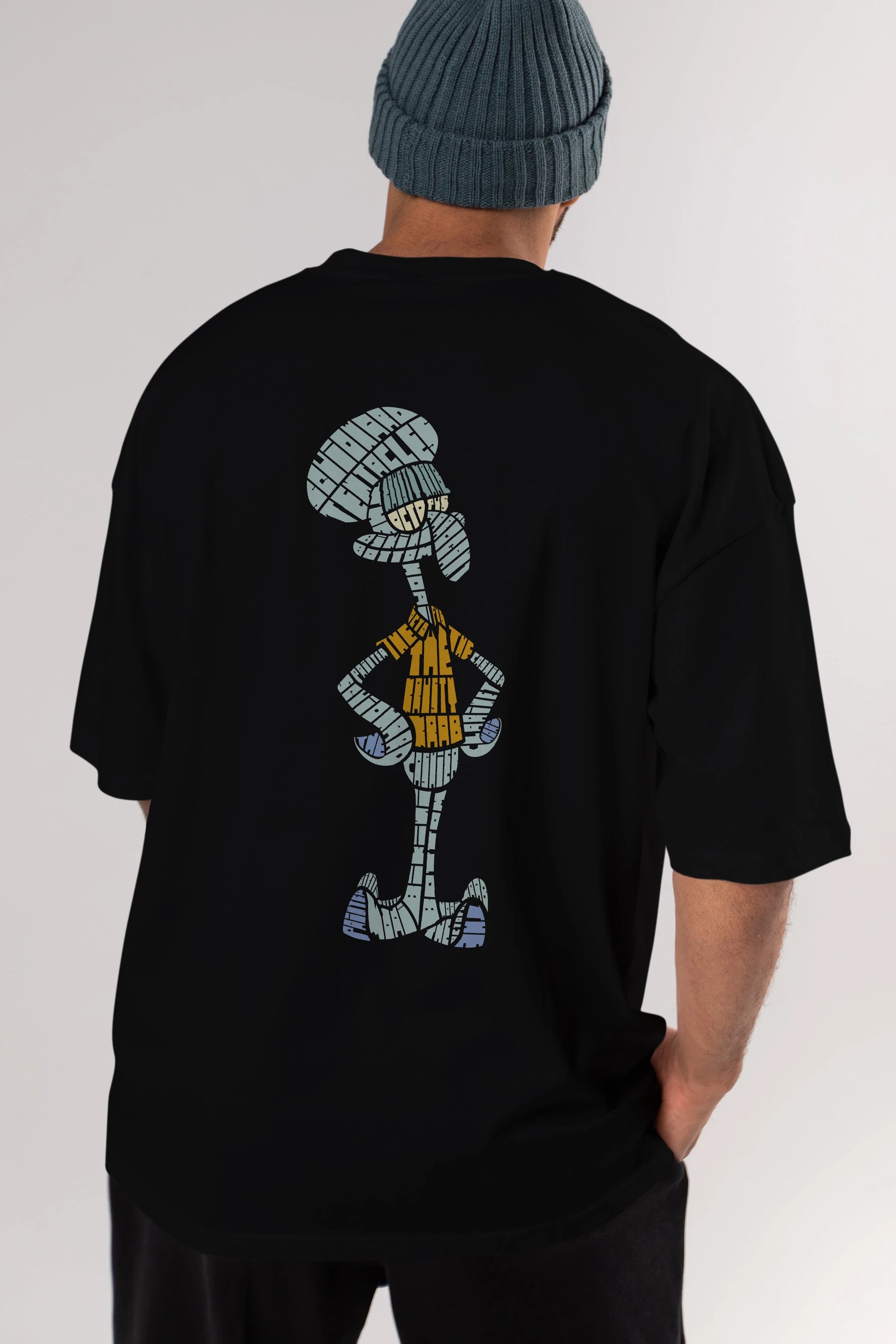 Squidward Arka Baskılı Oversize t-shirt %100 pamuk Erkek Kadın Unisex