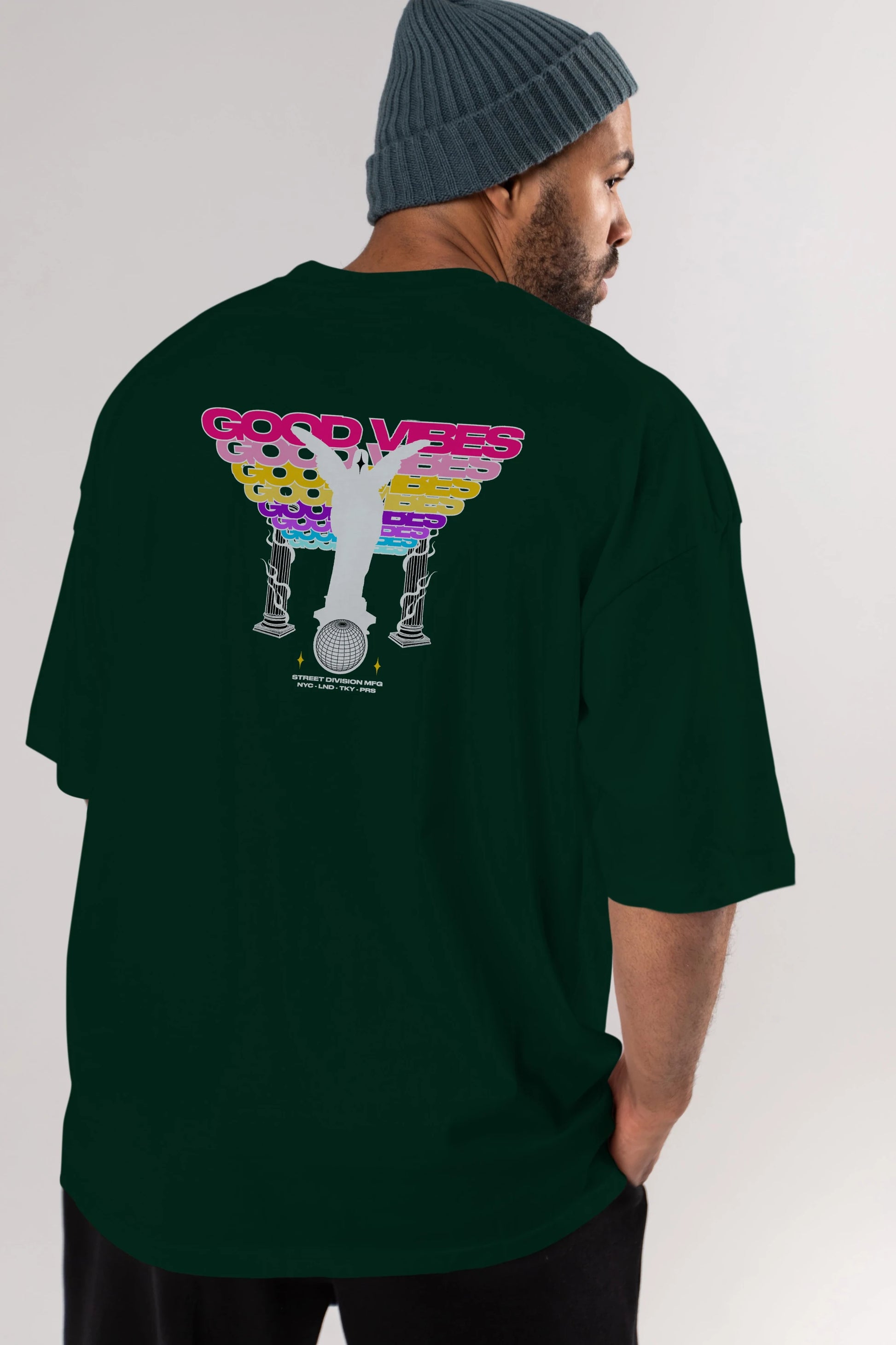 Good Vibes Arka Baskılı Oversize t-shirt Erkek Kadın Unisex