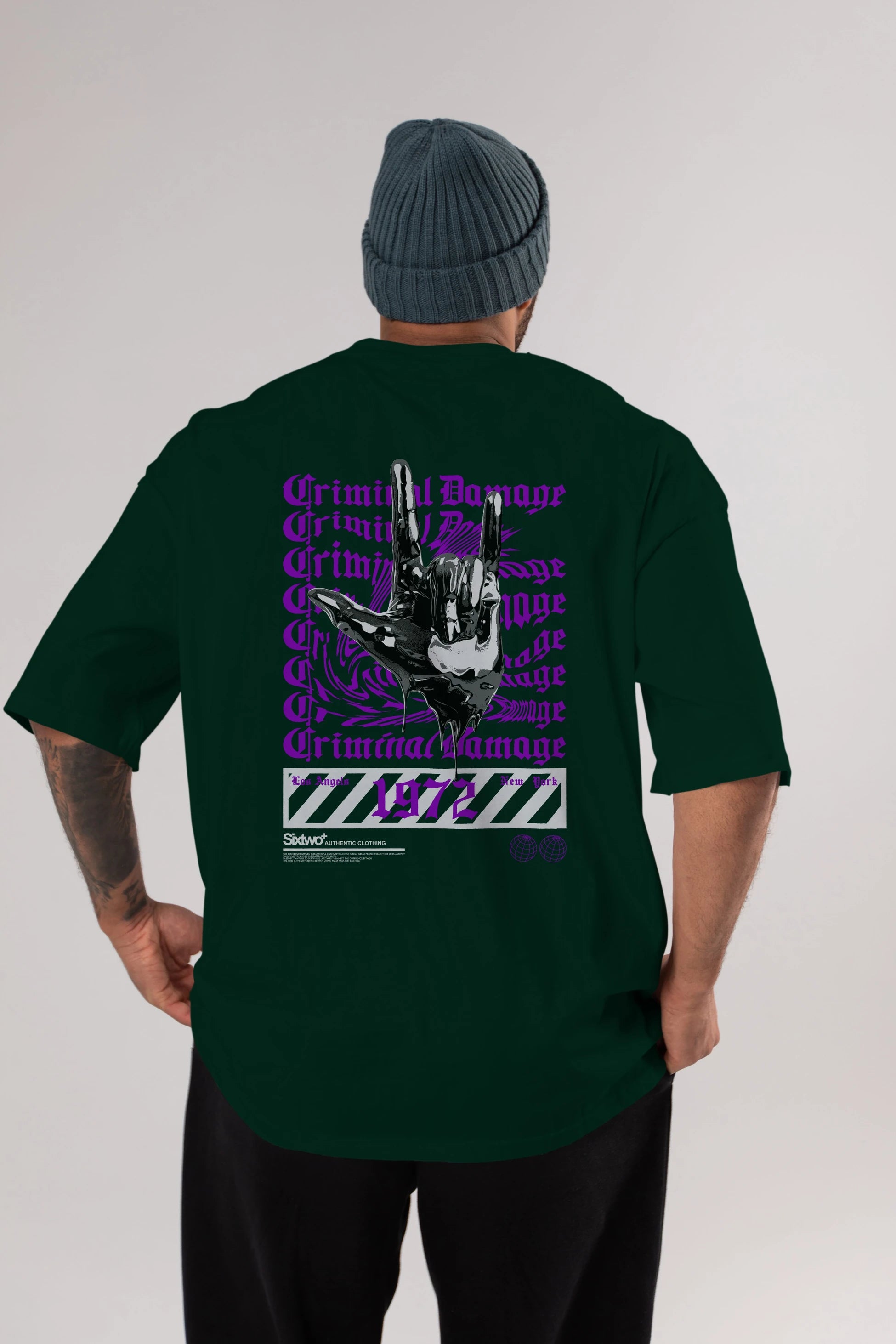 Criminal Damage 2 Arka Baskılı Oversize t-shirt Erkek Kadın Unisex
