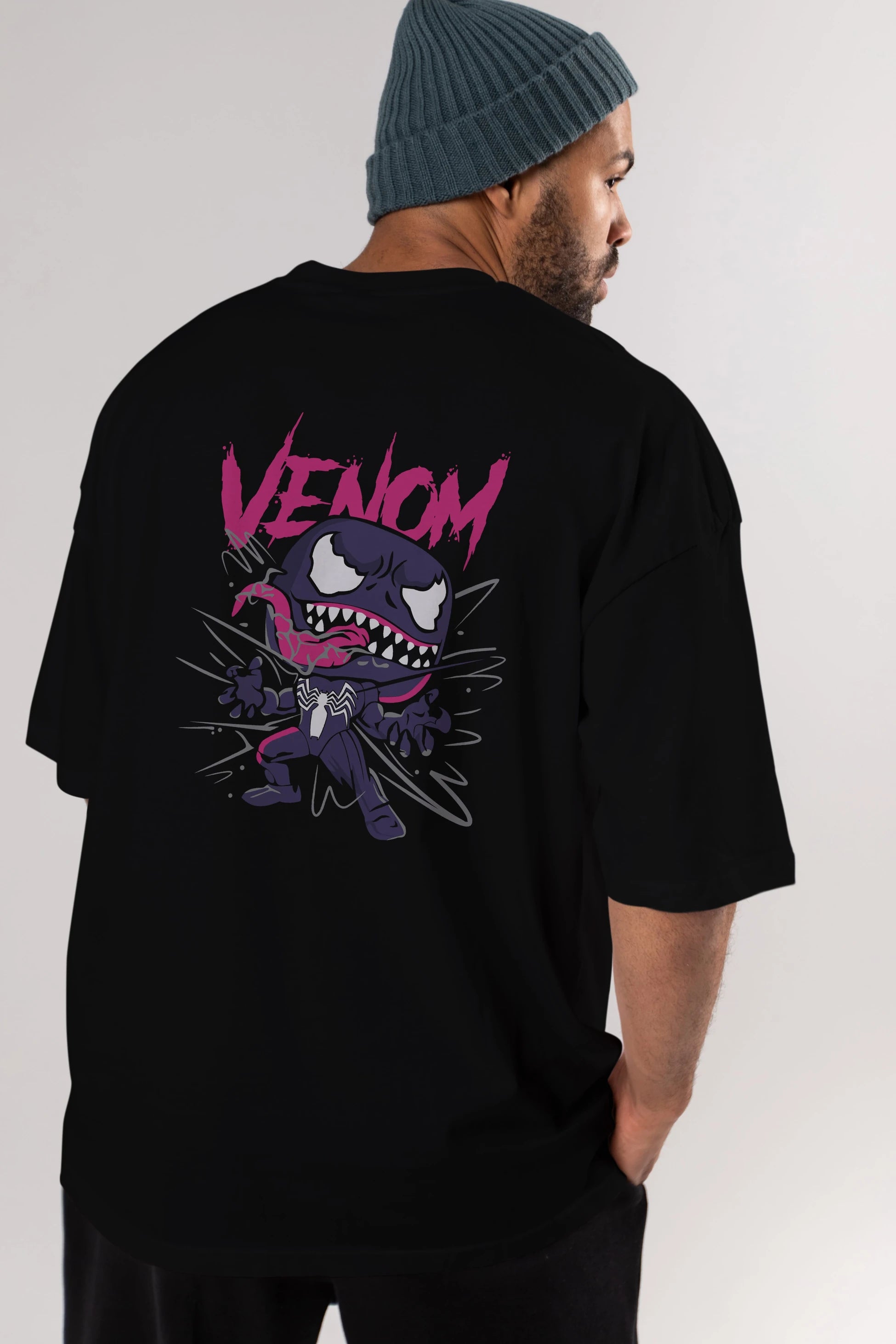 Venom (20) Arka Baskılı Oversize t-shirt Erkek Kadın Unisex %100 Pamuk Bisiklet Yaka tişort