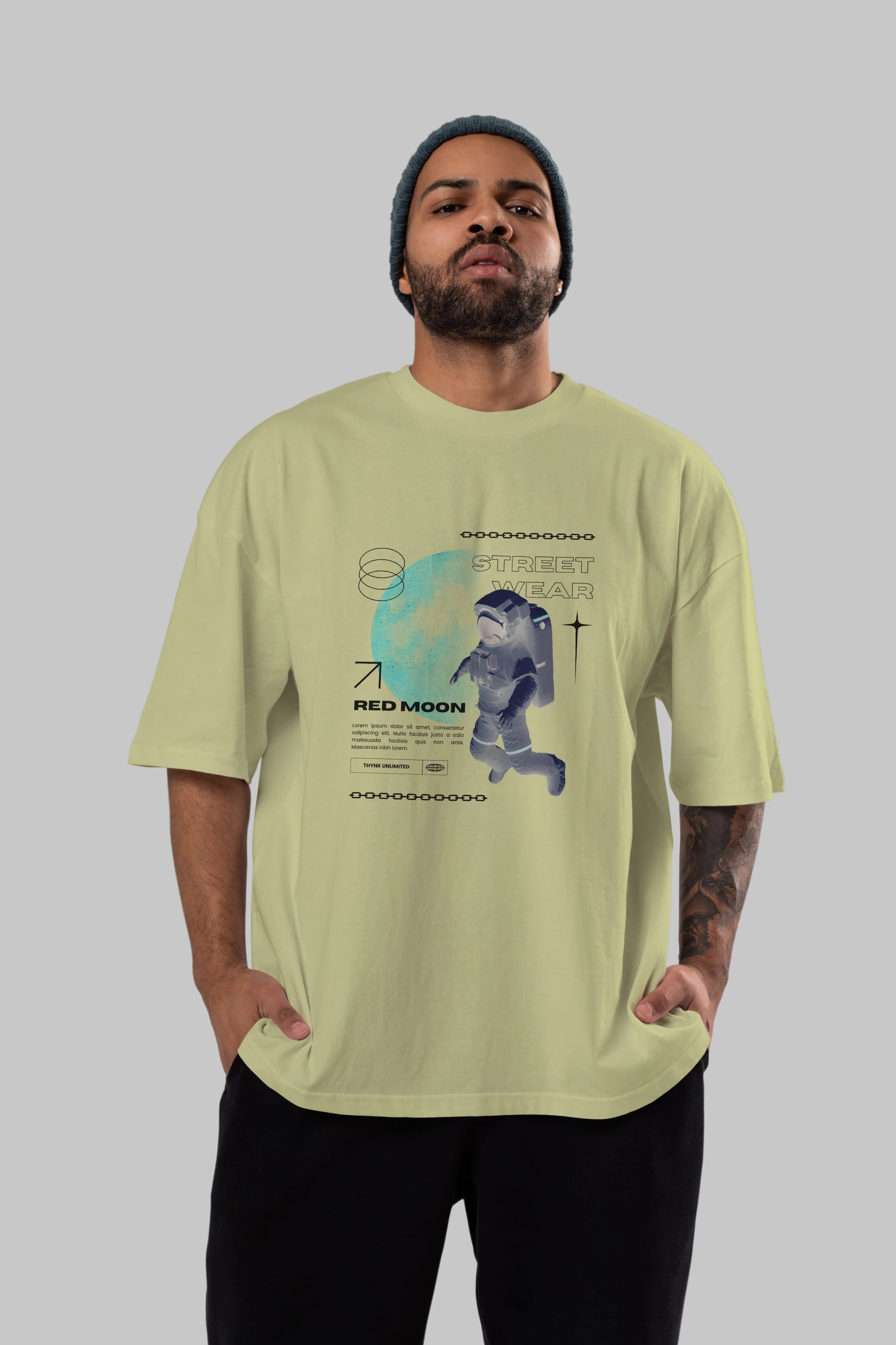 Red Moon Streetwear Ön Baskılı Oversize t-shirt Erkek Kadın Unisex