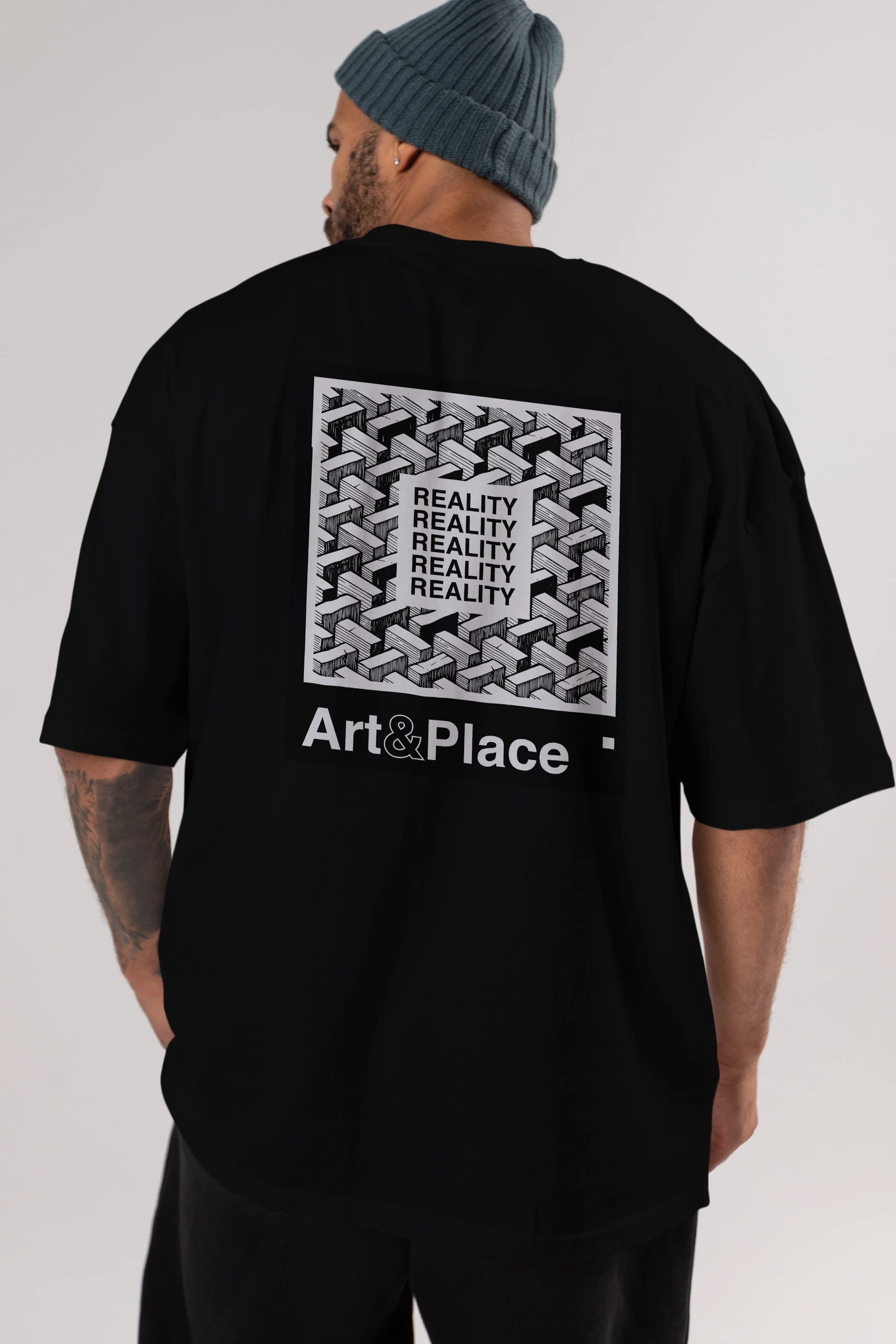 Reality Arka Baskılı Oversize t-shirt Erkek Kadın Unisex
