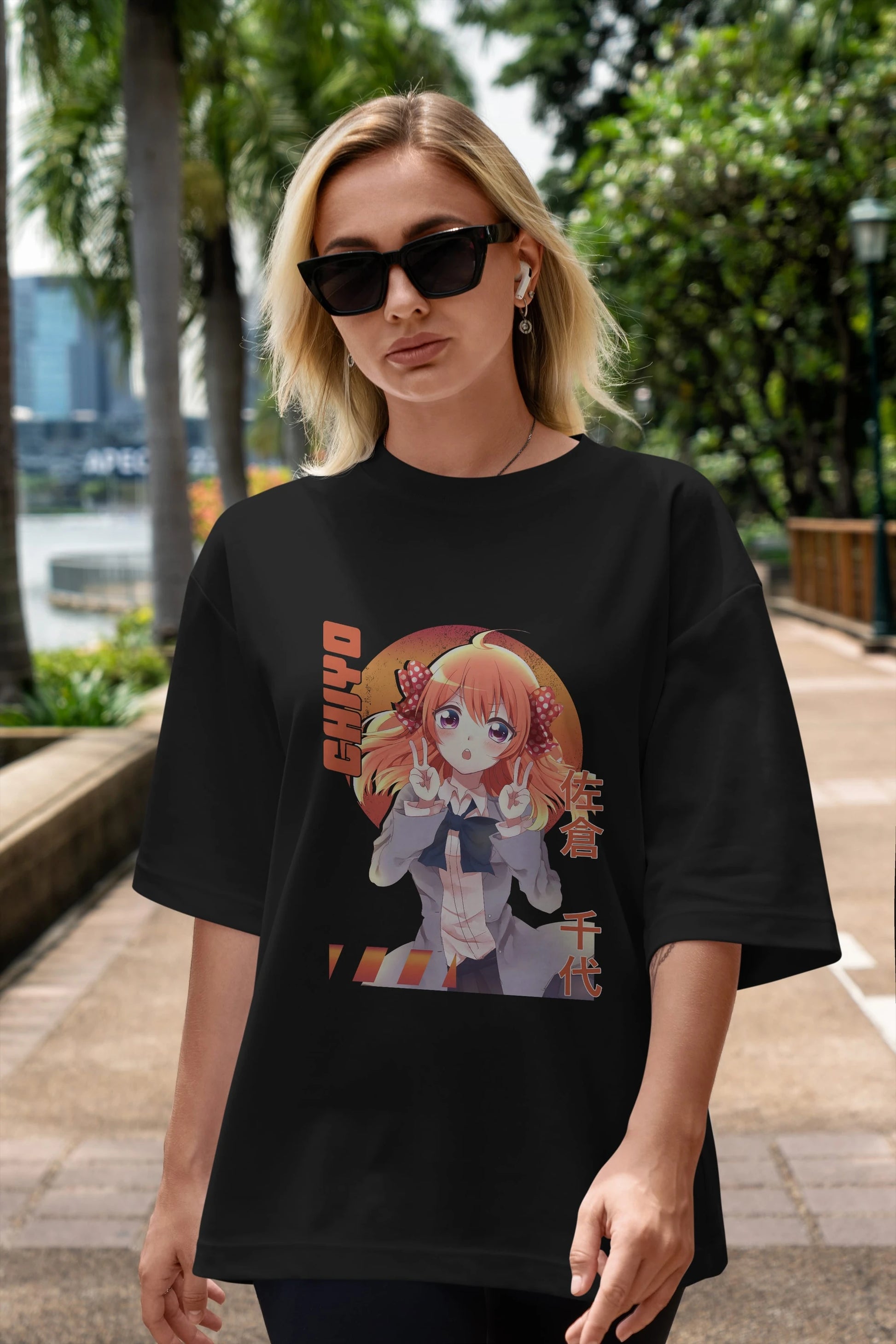 Chiyo Sakura 5 Anime Ön Baskılı Oversize t-shirt %100 pamuk Erkek Kadın Unisex