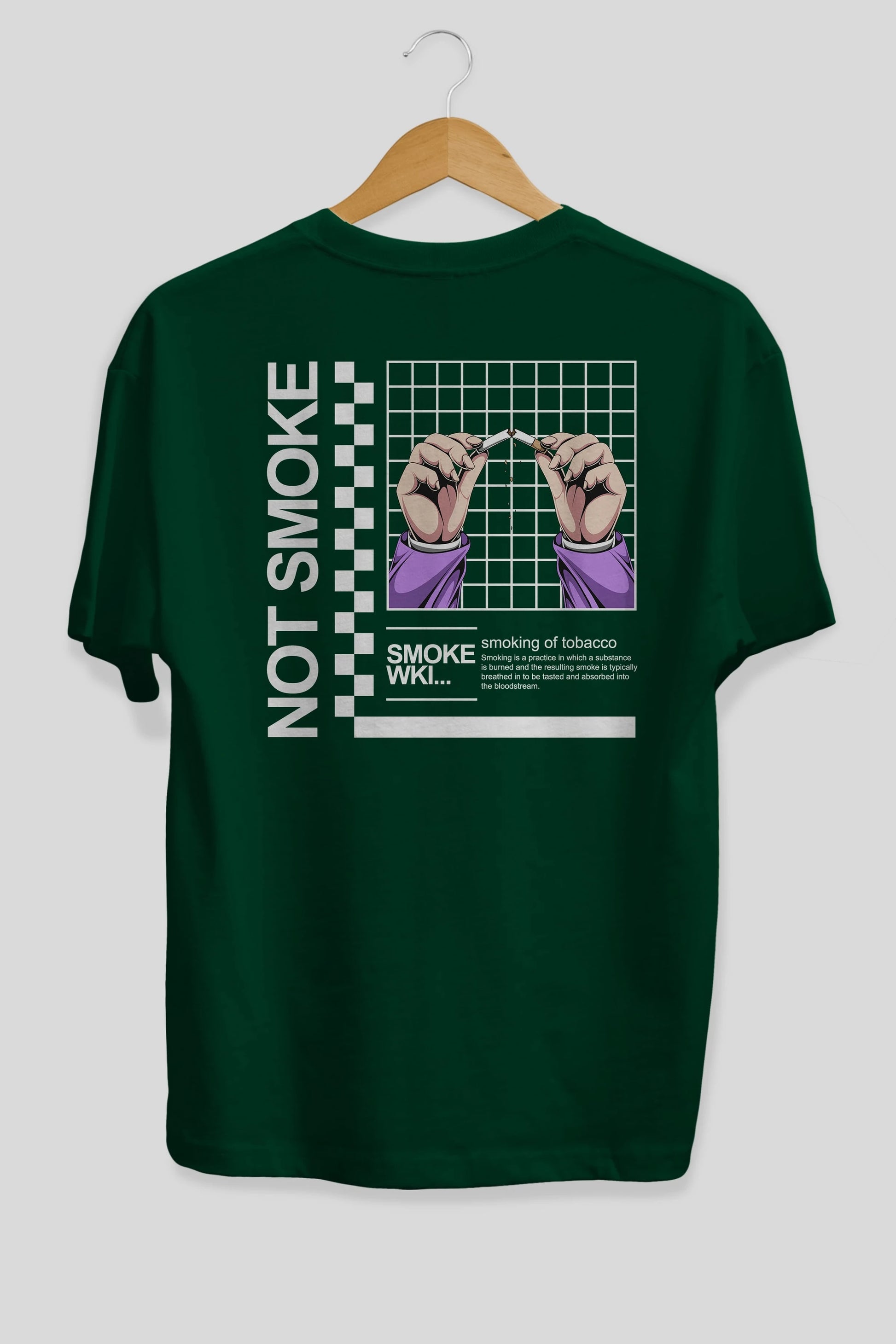 Not Smoke Arka Baskılı Oversize t-shirt Erkek Kadın Unisex