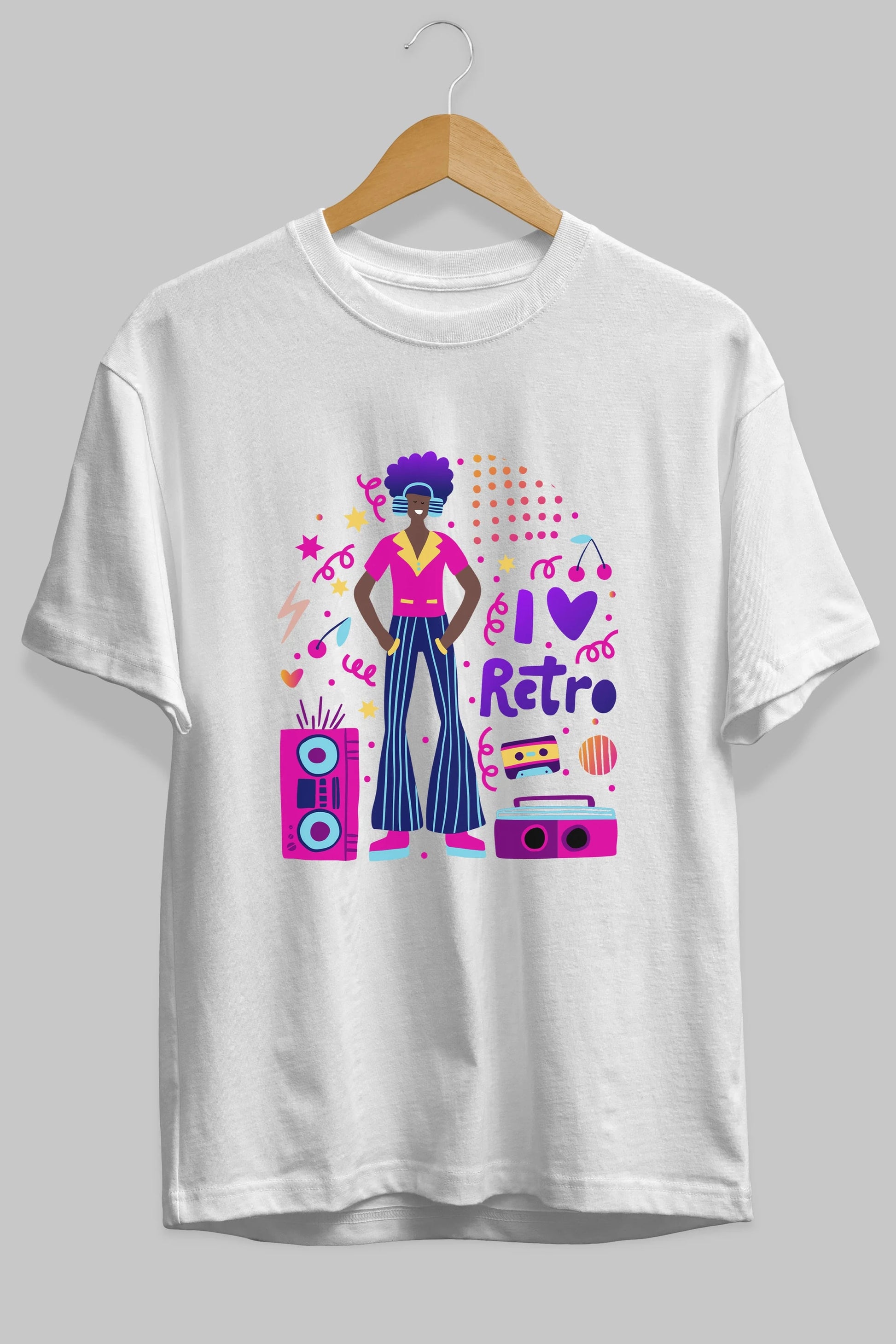 Retro Boy Party Ön Baskılı Oversize t-shirt Erkek Kadın Unisex