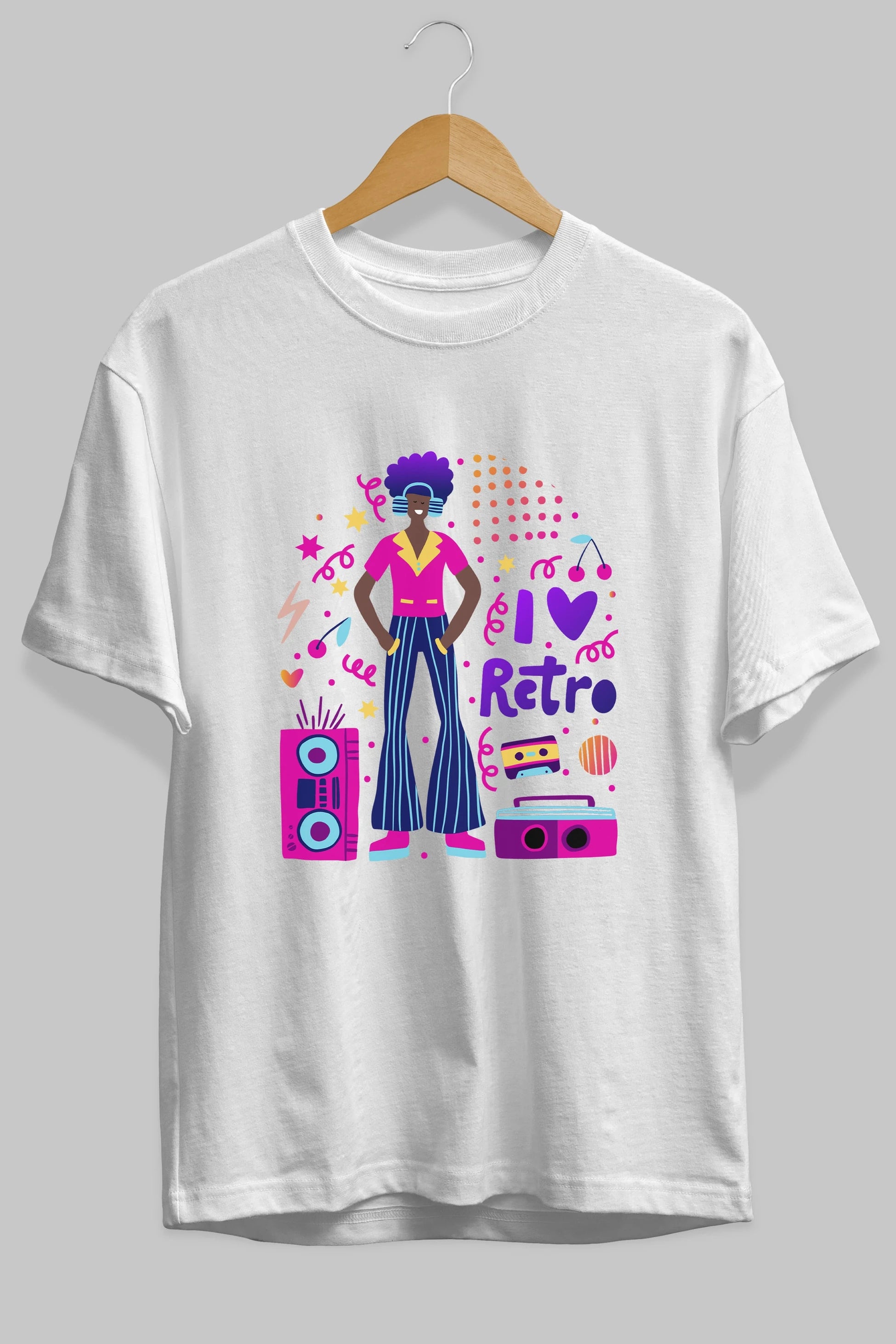 Retro Boy Party Ön Baskılı Oversize t-shirt Erkek Kadın Unisex